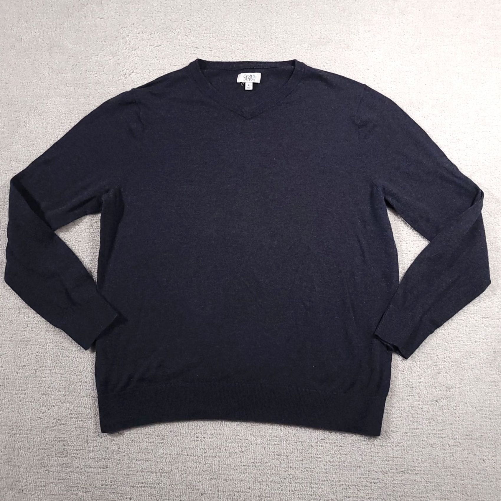 Croft & Barrow Croft & Barrow Lightweight V-Neck Sweater Mens XL Blue Long Sleeve Knit Size US XL / EU 56 / 4 - 2 Thumbnail