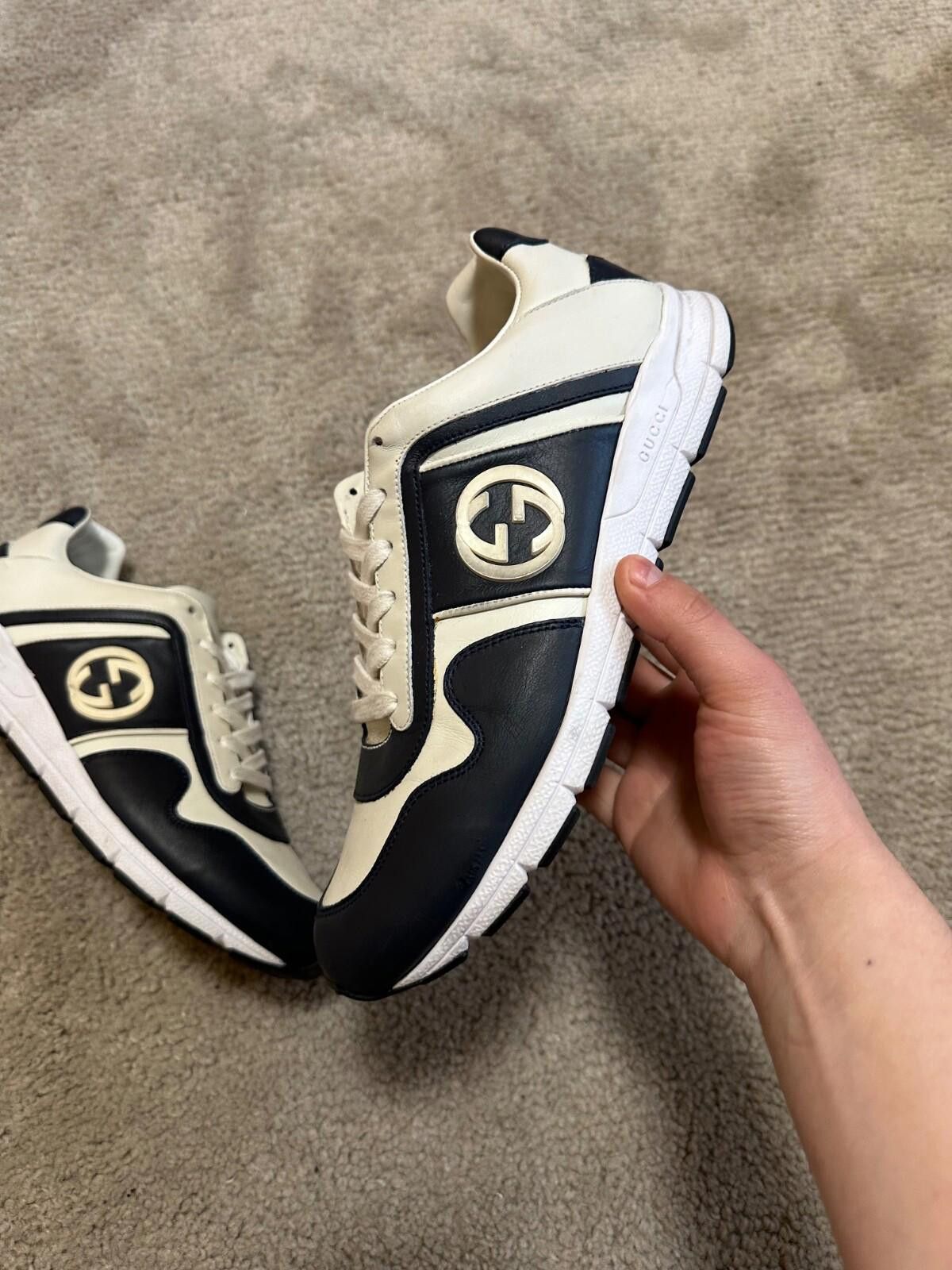 Gucci Gucci Leather Interlocking G Logo Low Top Sneakers Size US 7 / EU 40 - 2 Thumbnail