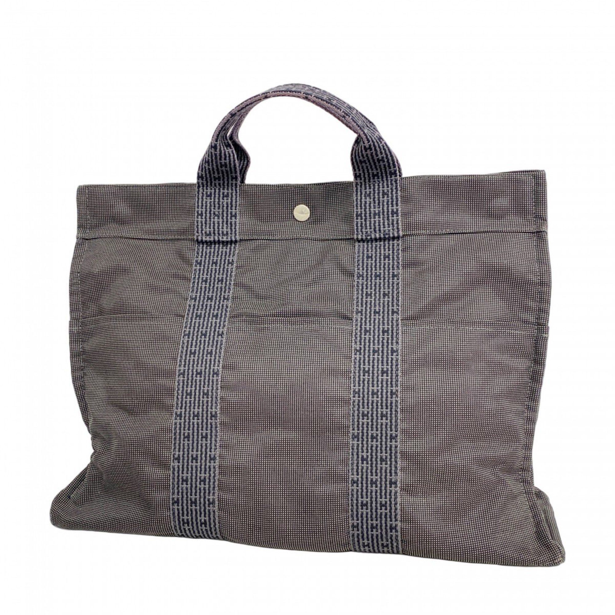 Hermes Tote Bag Air Line Canvas Grey Men's Women's