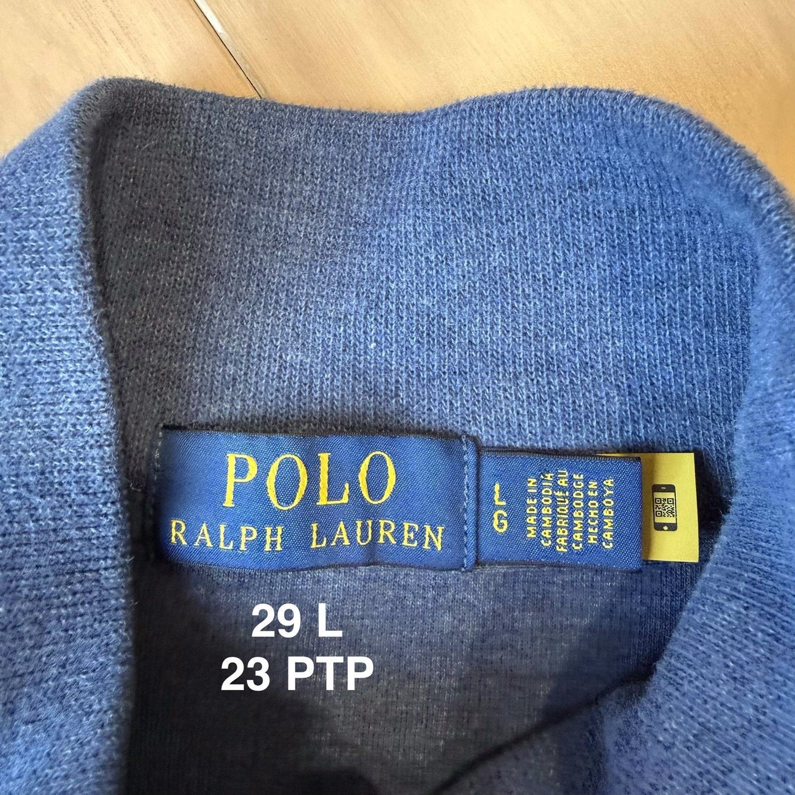 Polo Ralph Lauren Polo Ralph Lauren 1/4 Zip Sweater L Blue Cotton Pullover Size US L / EU 52-54 / 3 - 7 Thumbnail
