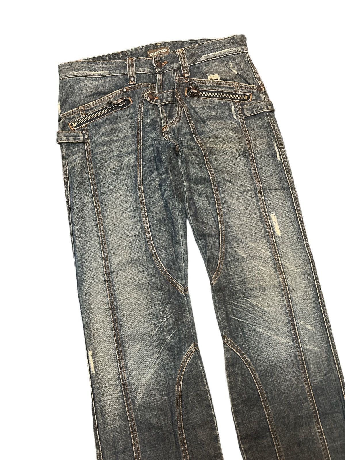 Japanese Brand SICK💥ABSOLUT JOY PATCHWORK DISTRESSED DENIM PANT Size US 32 / EU 48 - 6 Thumbnail