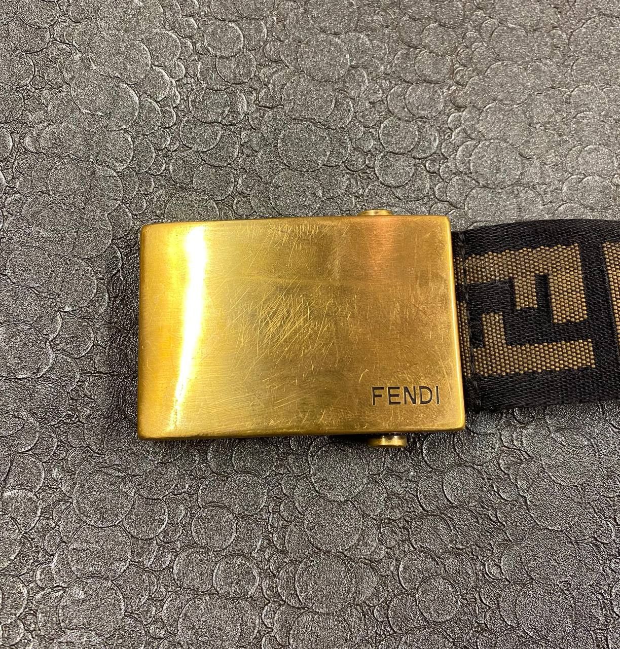 image of Fendi Vintage Belt Monogram in Brown, Men's