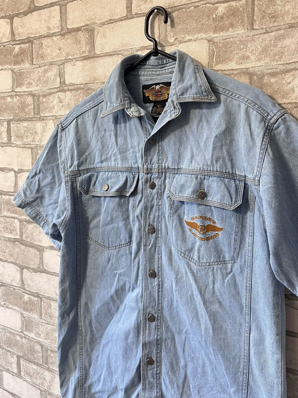 Harley Davidson × Vintage Vintage 90s Harley Davidson Mechanic Denim Buttons Up Shirt Size US S / EU 44-46 / 1 - 5 Thumbnail