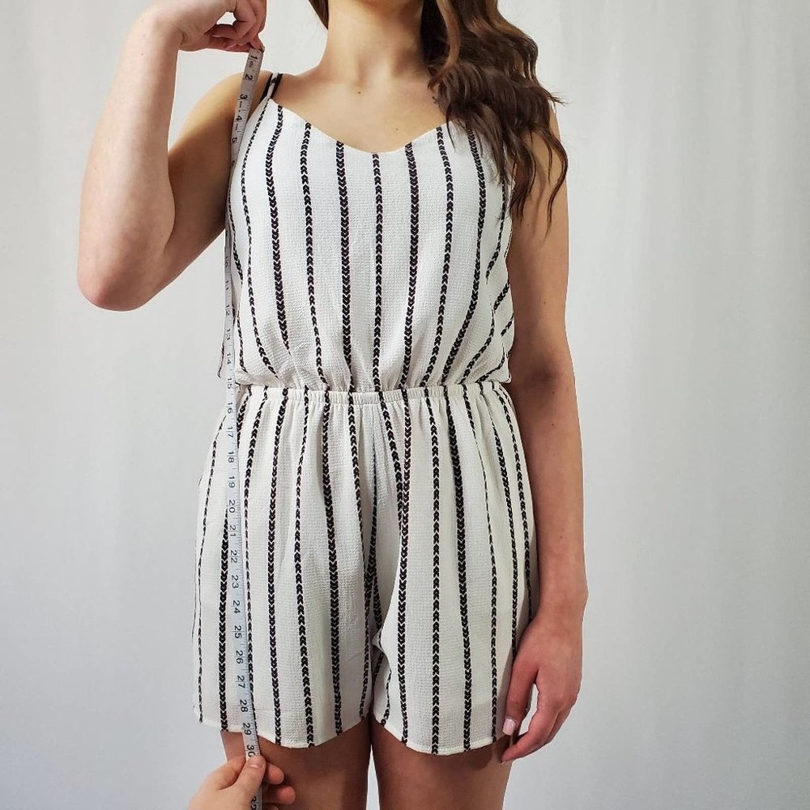 Designer One Clothing Los Angeles Black & White Striped Romper - M Size 28" / US 6 / IT 42 - 7 Thumbnail