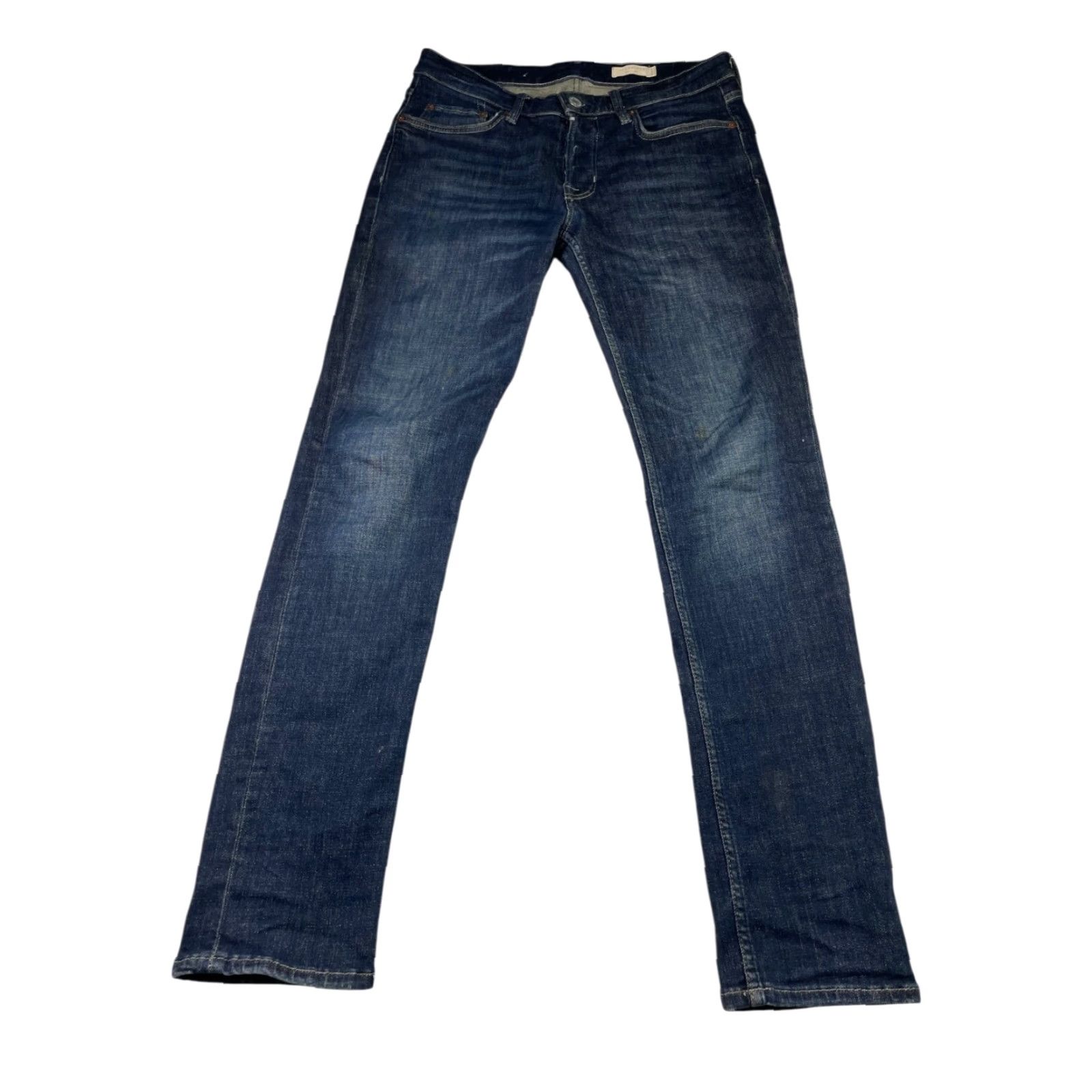Allsaints AllSaints Jeans Rex Distressed Slim Button-Fly 31x32 Medium Wash Blue Mens Size US 31 - 2 Thumbnail