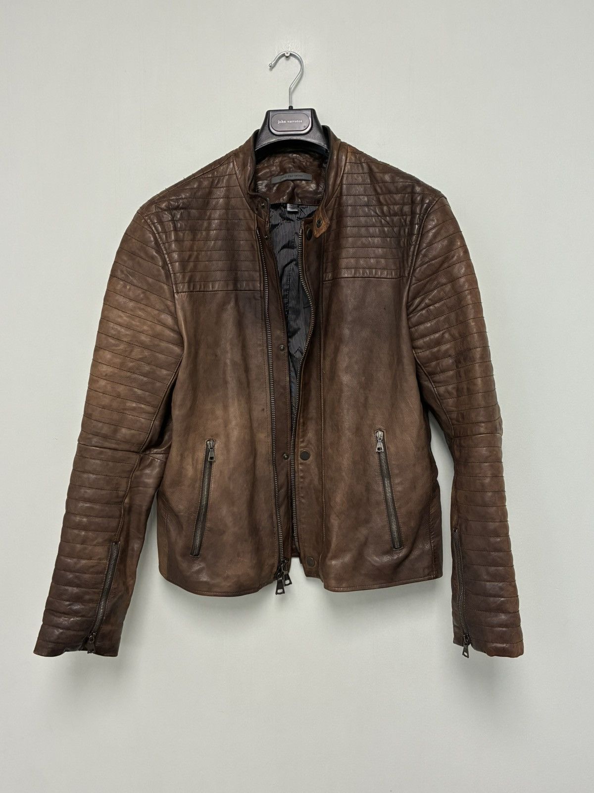 John Varvatos Distressed Biker Moto Leather Jacket Size EU 48 USA 38 Size US M / EU 48-50 / 2 - 8 Thumbnail