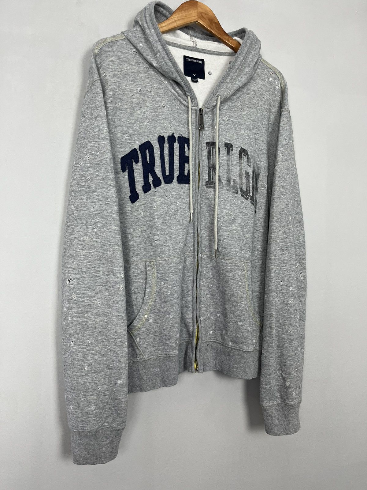 True Religion True Religion Distressed Y2K Holes Full Zip Hoodie Size US XL / EU 56 / 4 - 4 Thumbnail