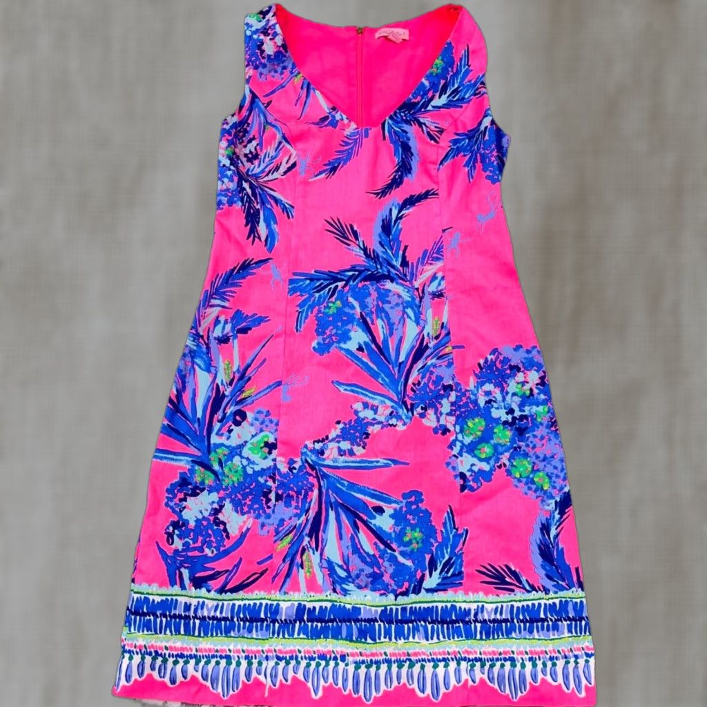 Lilly Pulitzer Lilly Pulitzer Shift Dress Size 2 Pink Monkeys Palm Tree Sleeveless V-Neck Tropical Womens Size XS / US 0-2 / IT 36-38 - 1 Thumbnail