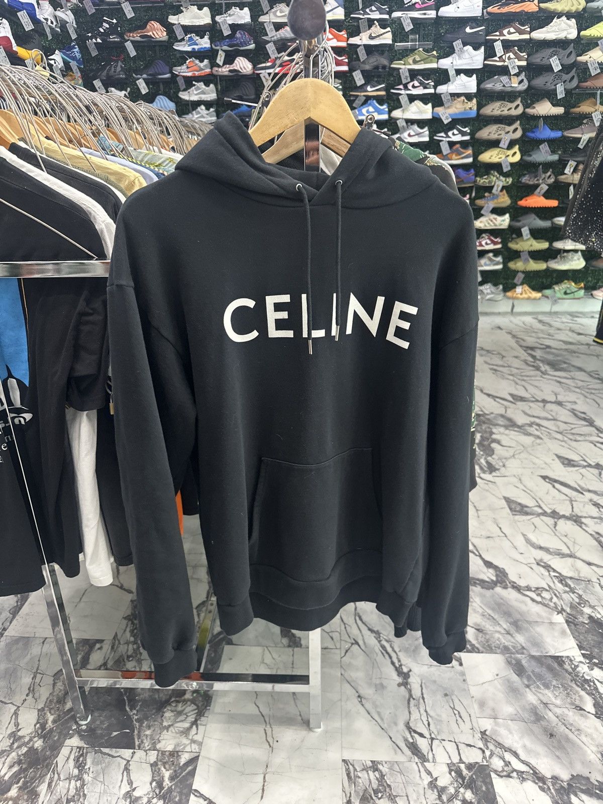 Celine CELINE Logo Hoodie (Black) Size US L / EU 52-54 / 3 - 1 Thumbnail