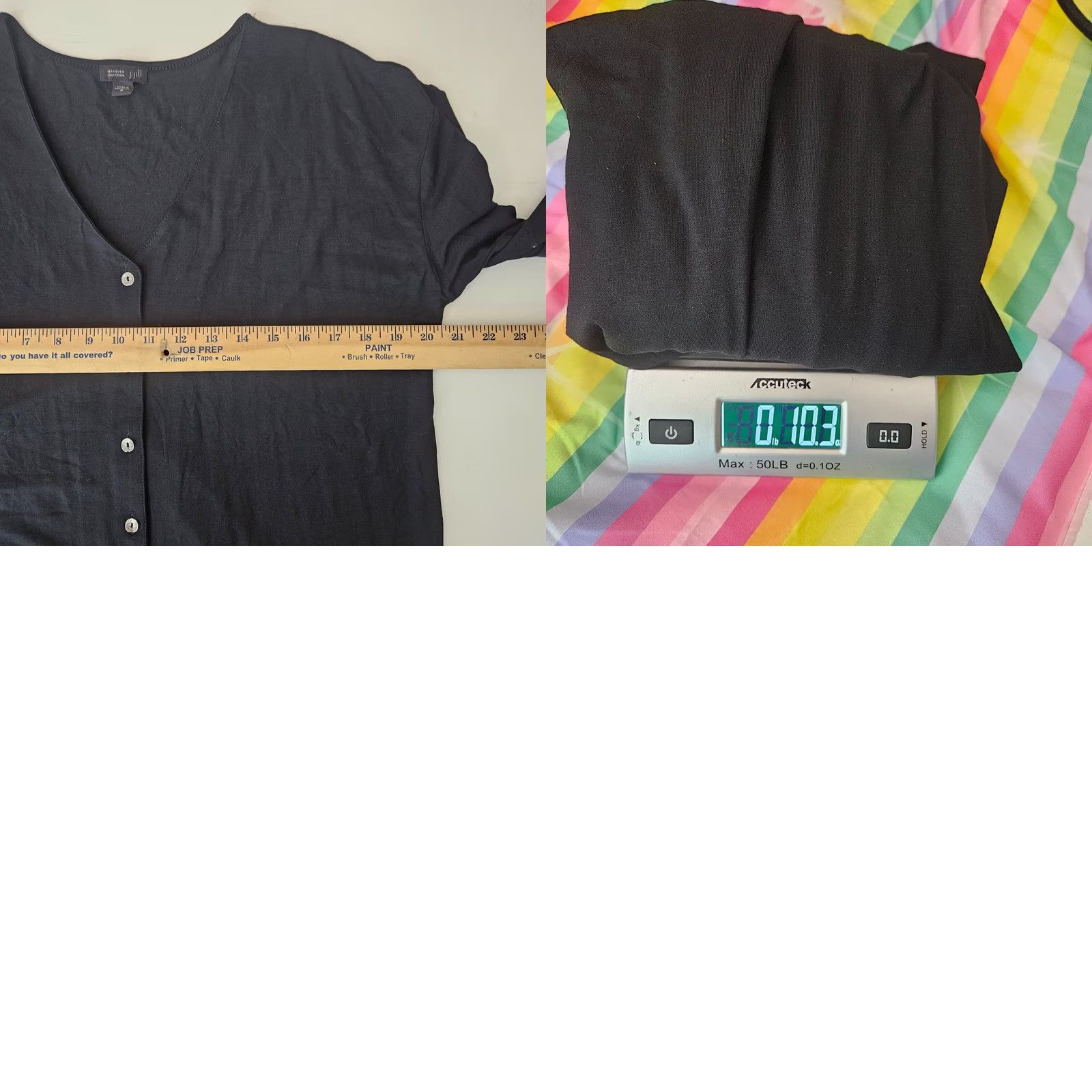 J. Jill J.Jill Wearever Collection Black V-neck Button Up Jersey Top M Womens Short Sleeve Regular Fit Button-Up Size M / US 6-8 / IT 42-44 - 8 Thumbnail