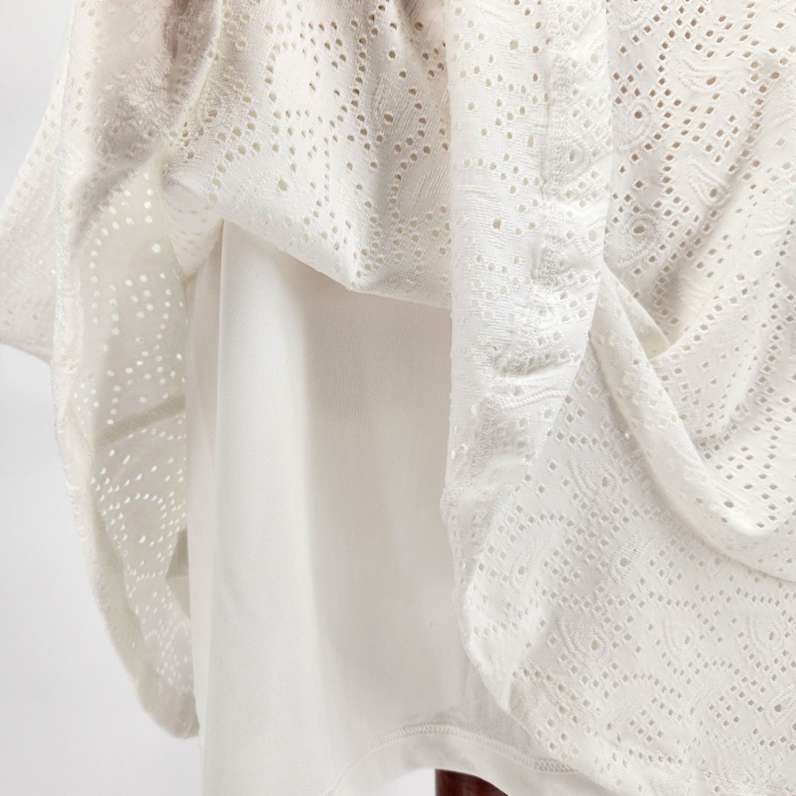 Michael Kors Michael Kors Women White Eyelet Jersey Peasant Dress Size XL Size XL / US 12-14 / IT 48-50 - 4 Thumbnail