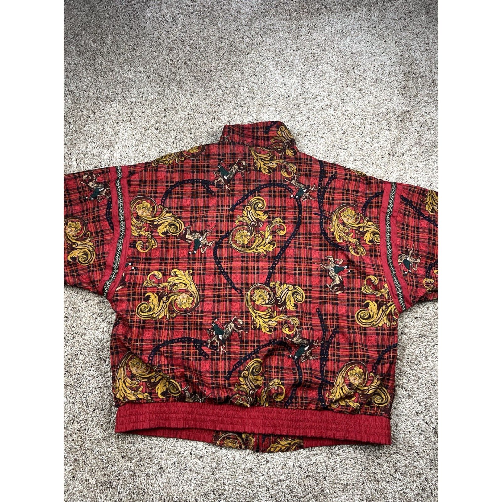 Vintage VINTAGE Equestrian Windbreaker Jacket Womens Red Plaid Full Zip L Size L / US 10 / IT 46 - 4 Thumbnail