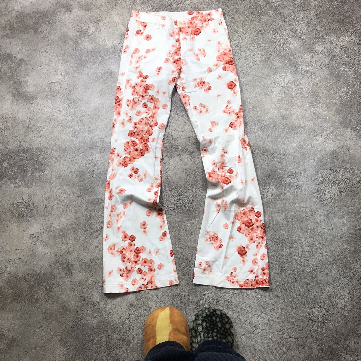 Vintage Y2K Baggy Floral Print Distressed Pants Rave Aesthetic 28 Size 28" / US 6 / IT 42 - 1 Thumbnail