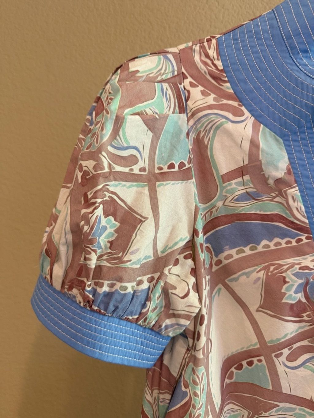 Other Entro Pattern Print Band Contrast Mini Dress in Mocha Multi Size S / US 4 / IT 40 - 4 Thumbnail