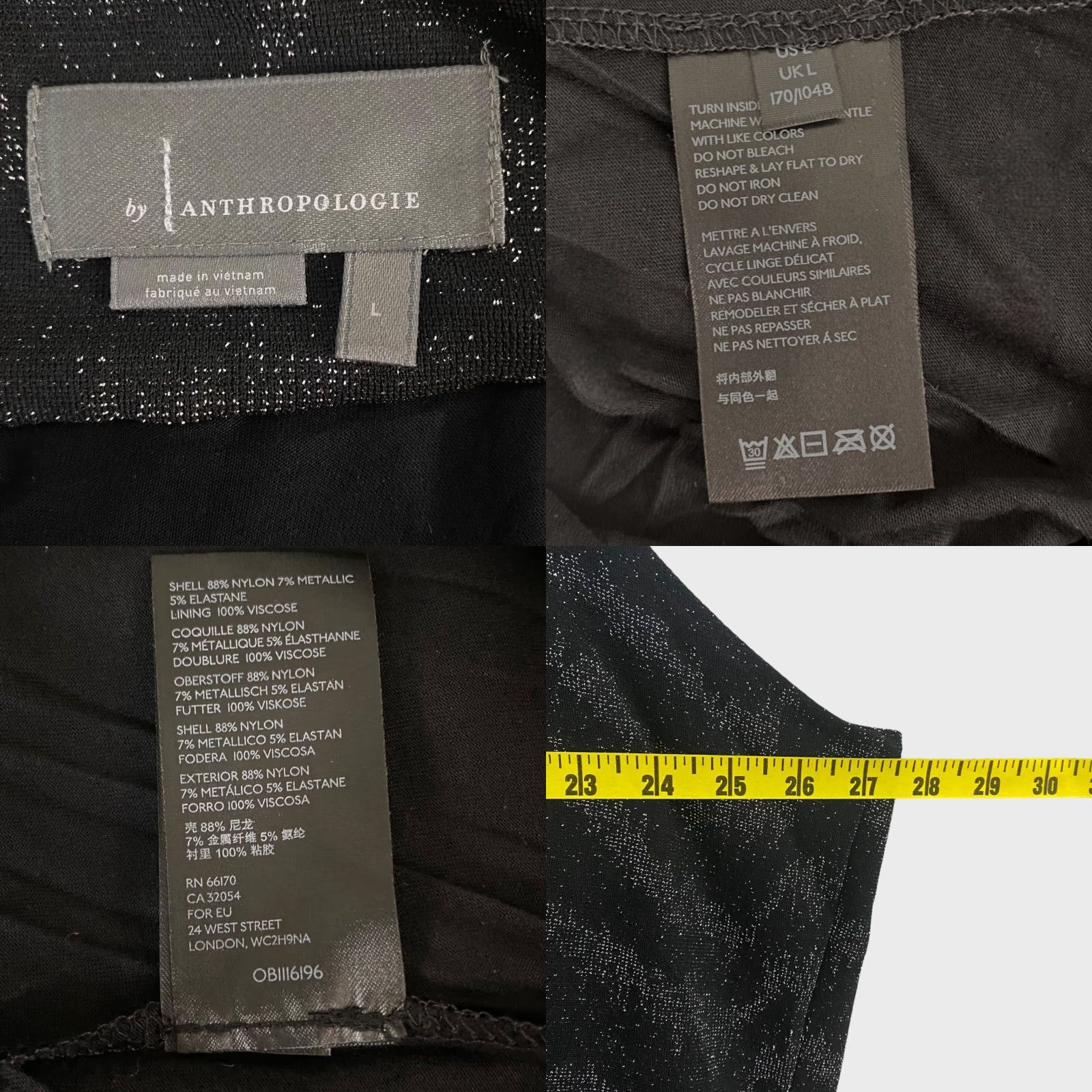 Anthropologie ANTHROPOLOGIE Carly Shimmer Metallic Tank Top Women's Size Large Black Sleeveless Lined Size L / US 10 / IT 46 - 8 Thumbnail
