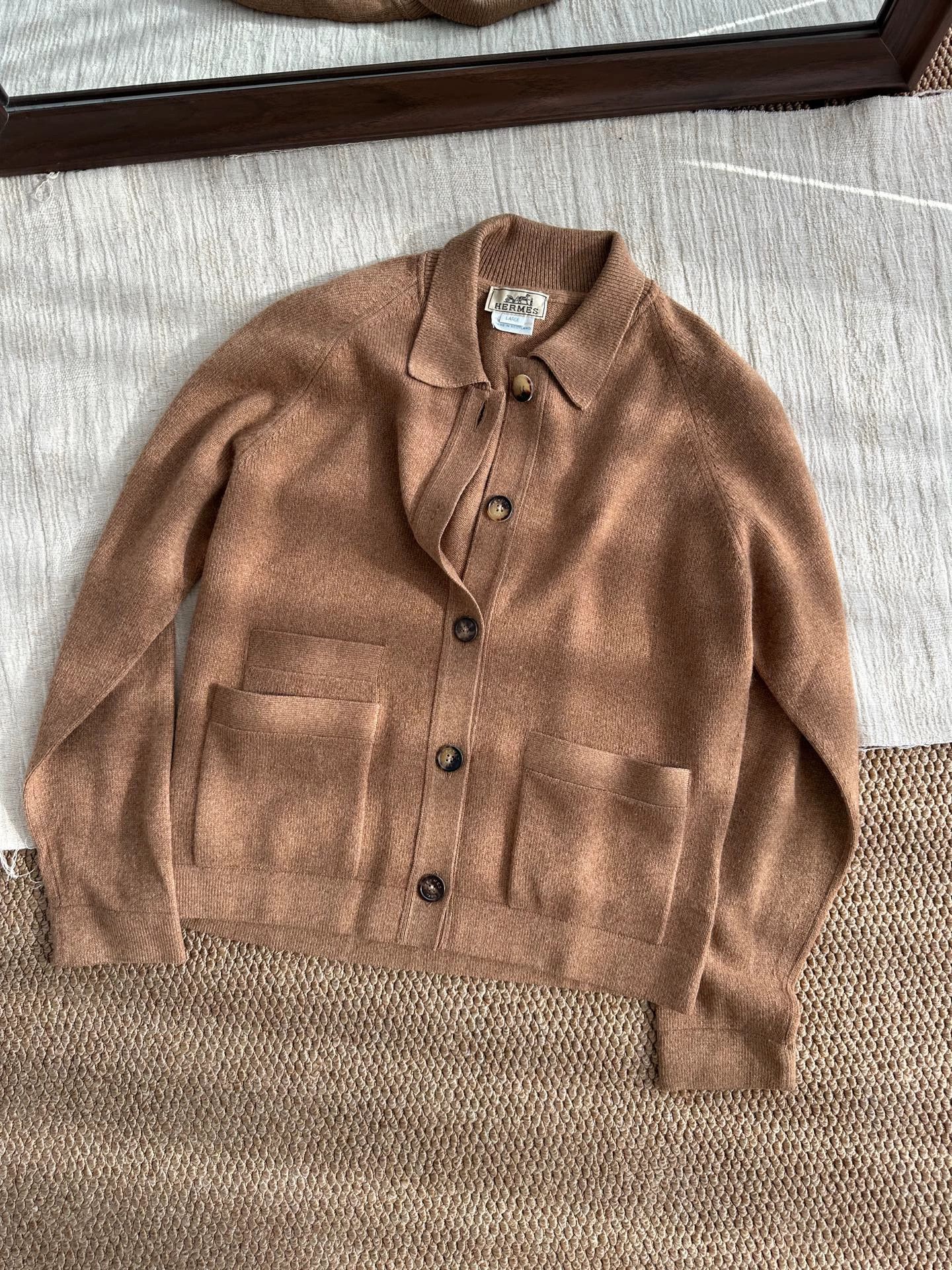 Hermes HERMES Cashmere Knit L/S Wmns Caramel Brown Size L / US 10 / IT 46 - 3 Thumbnail