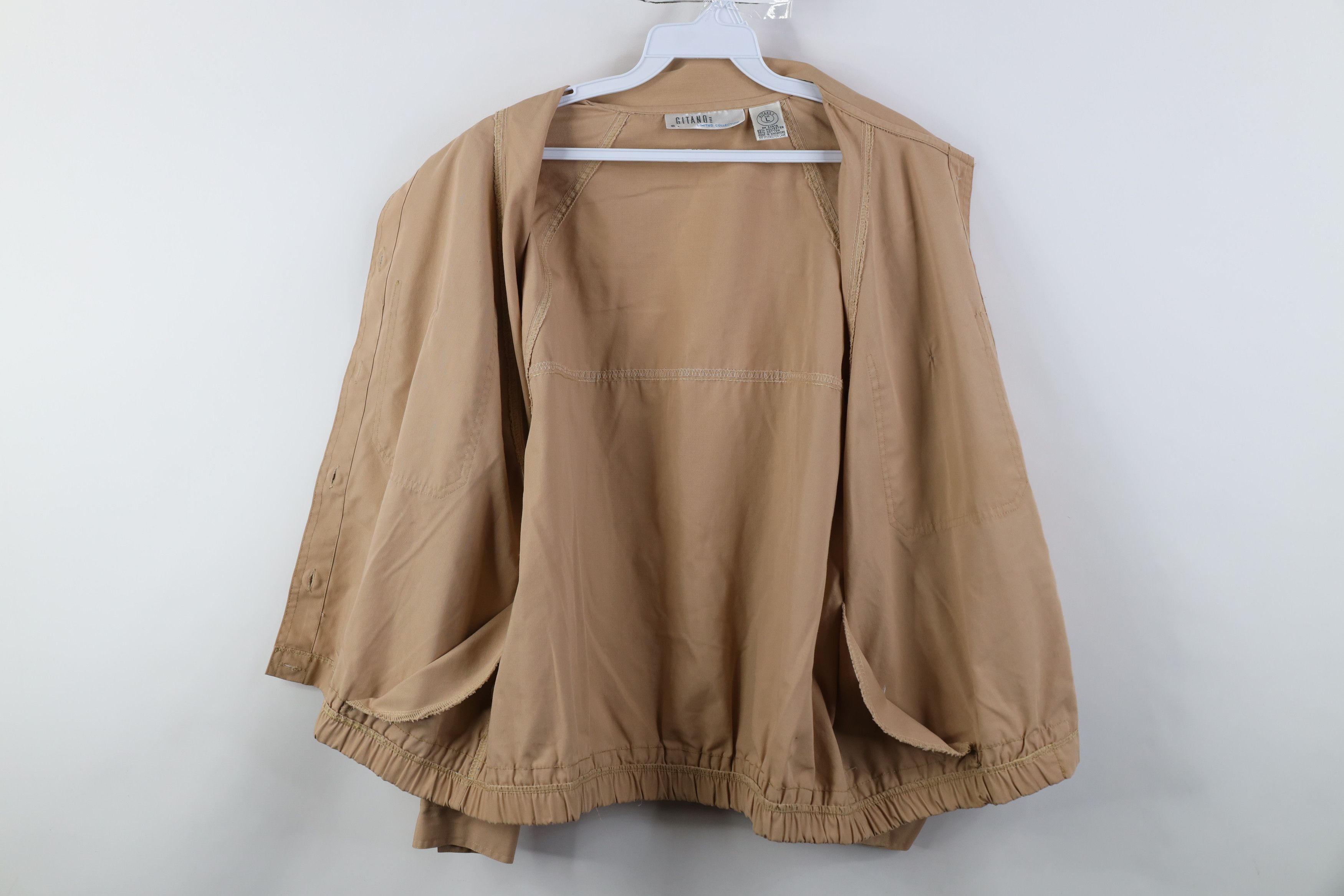 Vintage Vintage 90s Streetwear Big Pocket Shirt Bomber Jacket Beige Size L / US 10 / IT 46 - 9 Thumbnail
