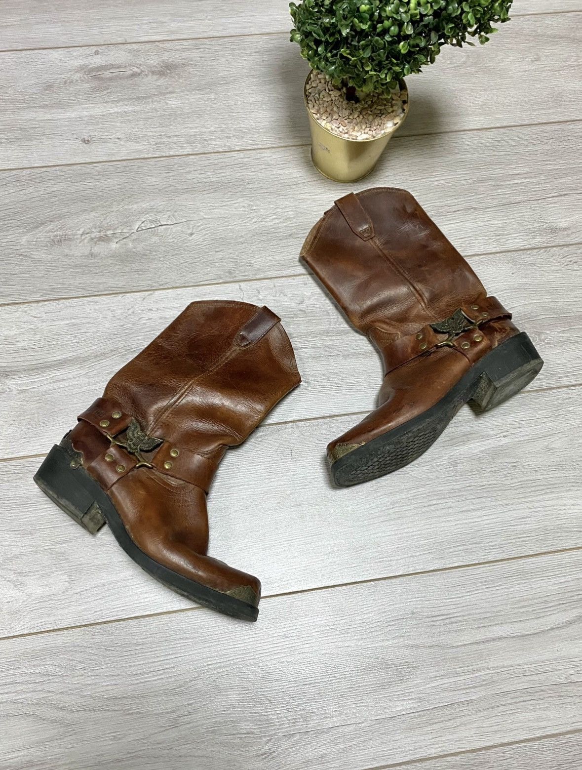 90s Vintage GRINDERS Leather Cowboy Boots Western shoes USA