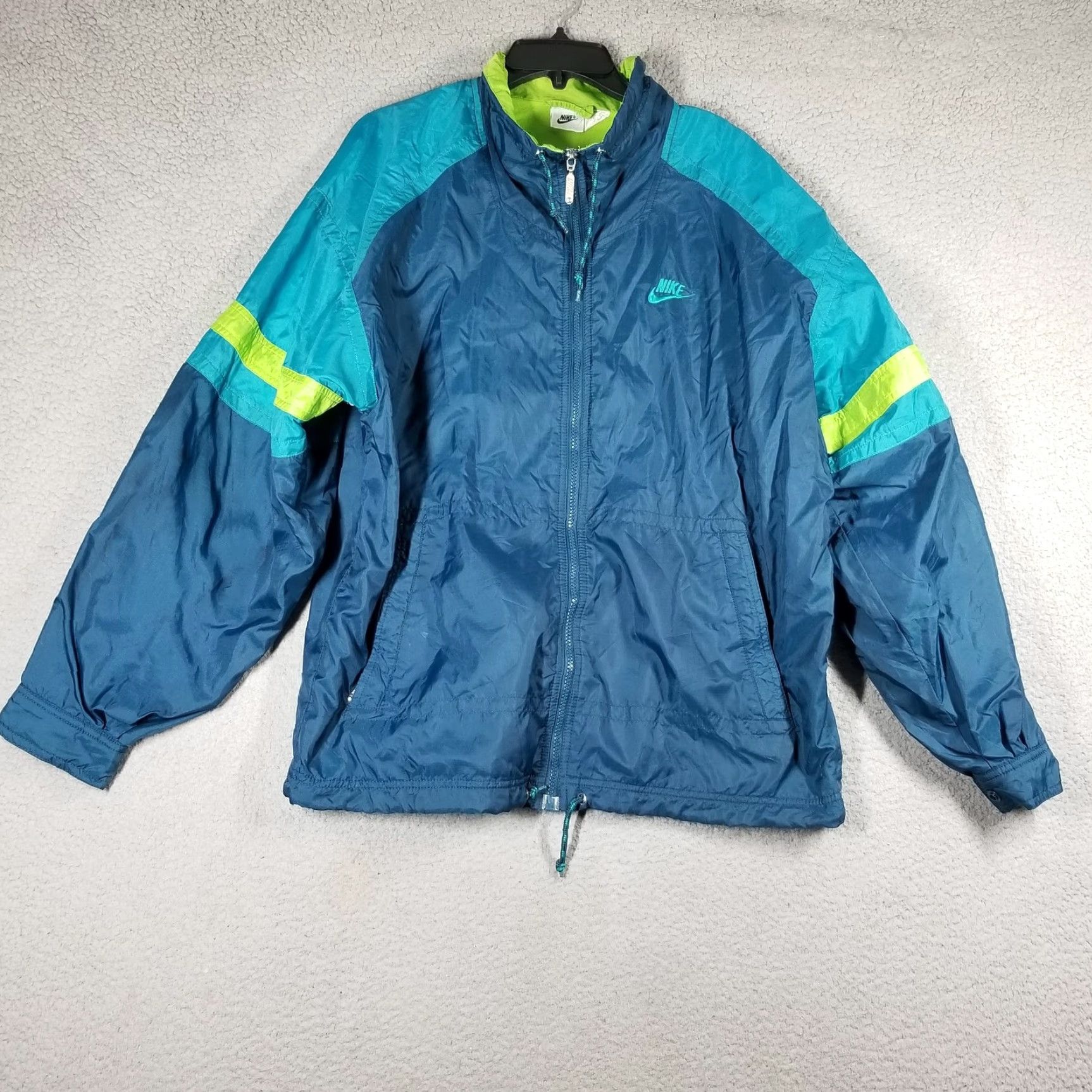 Nike Nike Windbreaker Jacket Mens Medium Blue Teal Green Full Zip Lined Swoosh Retro Size US M / EU 48-50 / 2 - 3 Thumbnail