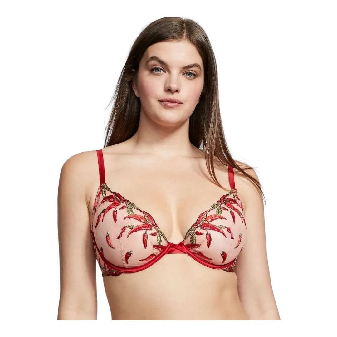 Victoria’s Secret 36C Fire Red Hot Chili Pepper lace abra