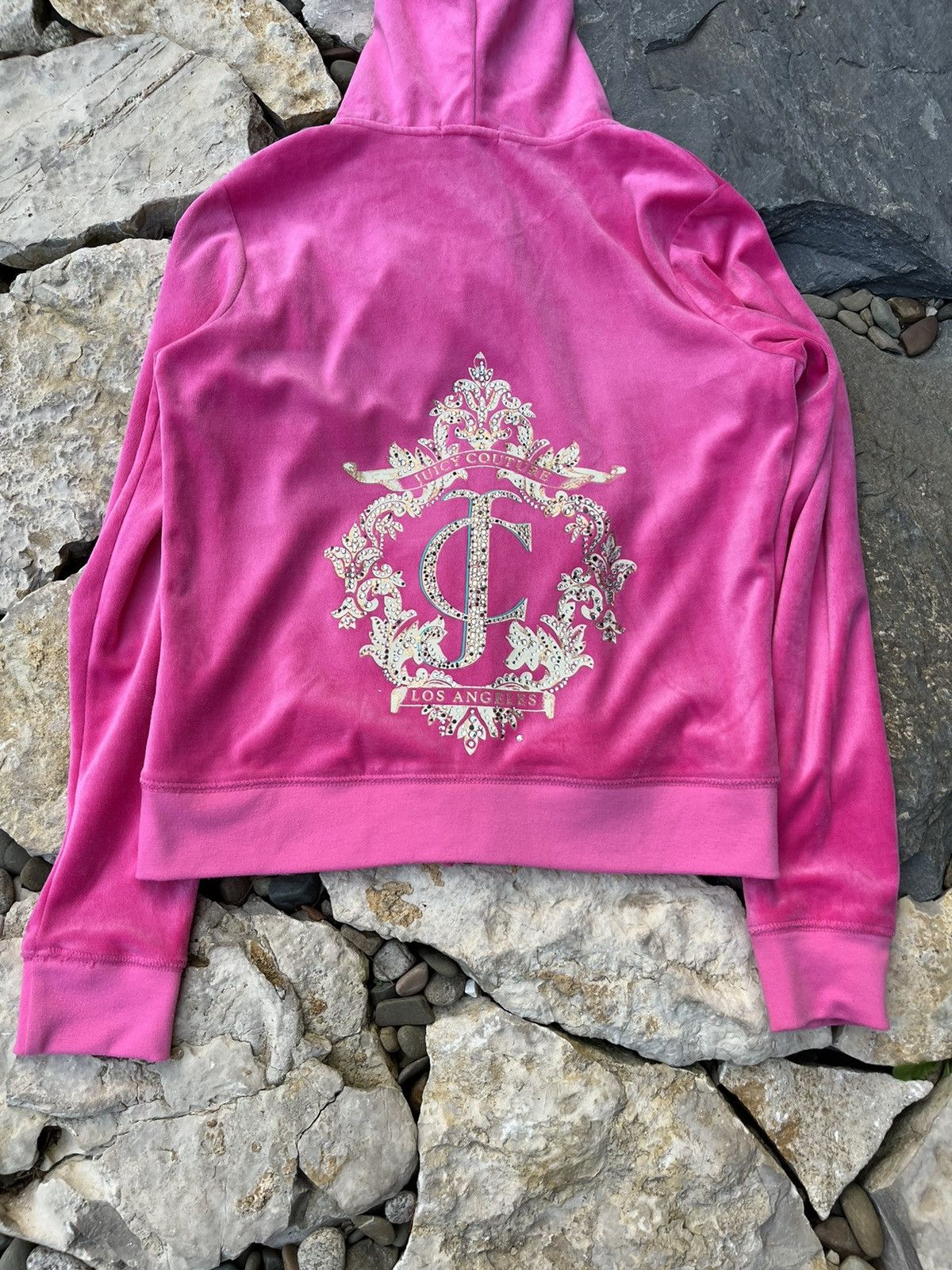 Juicy Couture × Vintage Vintage Juicy Couture y2k velvet zip hoodie basic sweatshirt Size L / US 10 / IT 46 - 17 Thumbnail