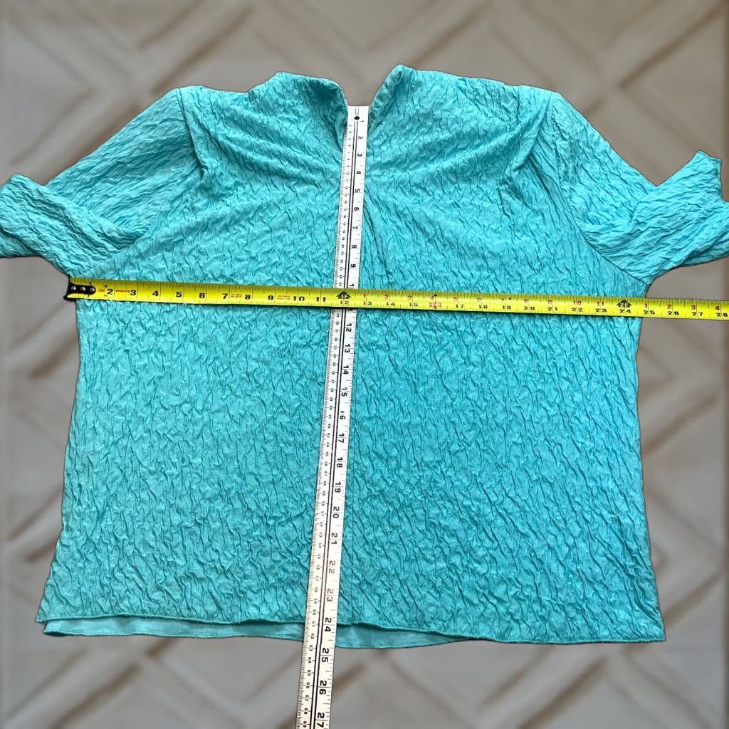 Vintage VINTAGE Unbranded Blouse Jacket Top Womens 2XL Blue Short Sleeve Textured Pullover Pads Size XXL / US 16-18 / IT 52-54 - 1 Thumbnail