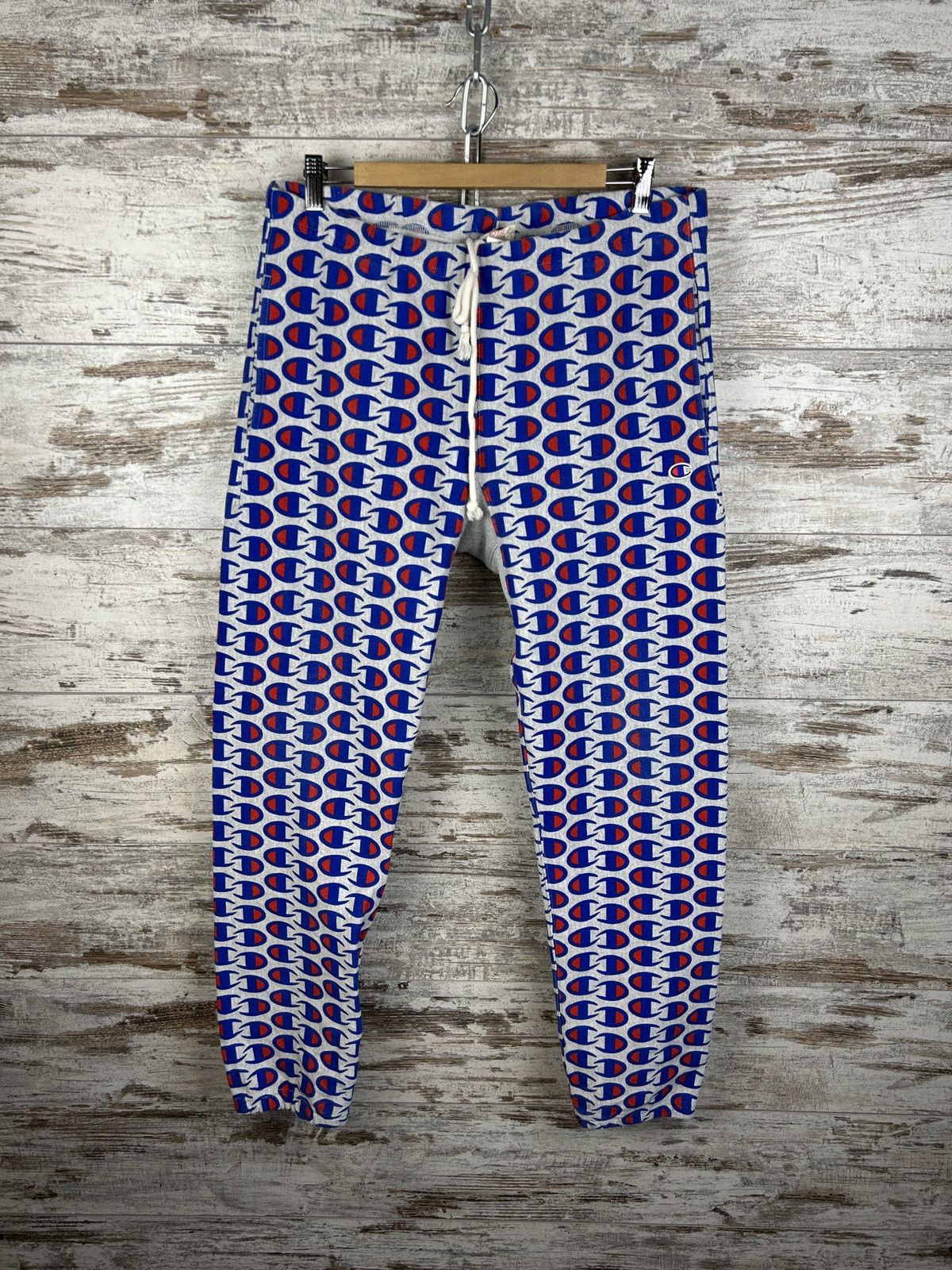Champion × Vintage Mens Vintage Champion Monogram Sweatpants Reverse Weave Warm Size US 34 / EU 50 - 1 Thumbnail
