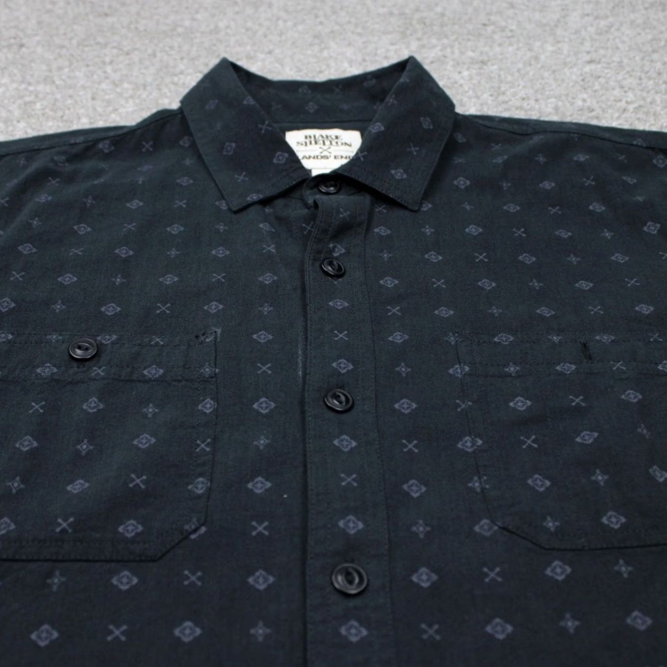 Lands' End Blake Shelton x Lands' End AOP Shirt Mens Large Black All Over Print Cotton L/S Shirt Size US L / EU 52-54 / 3 - 5 Thumbnail