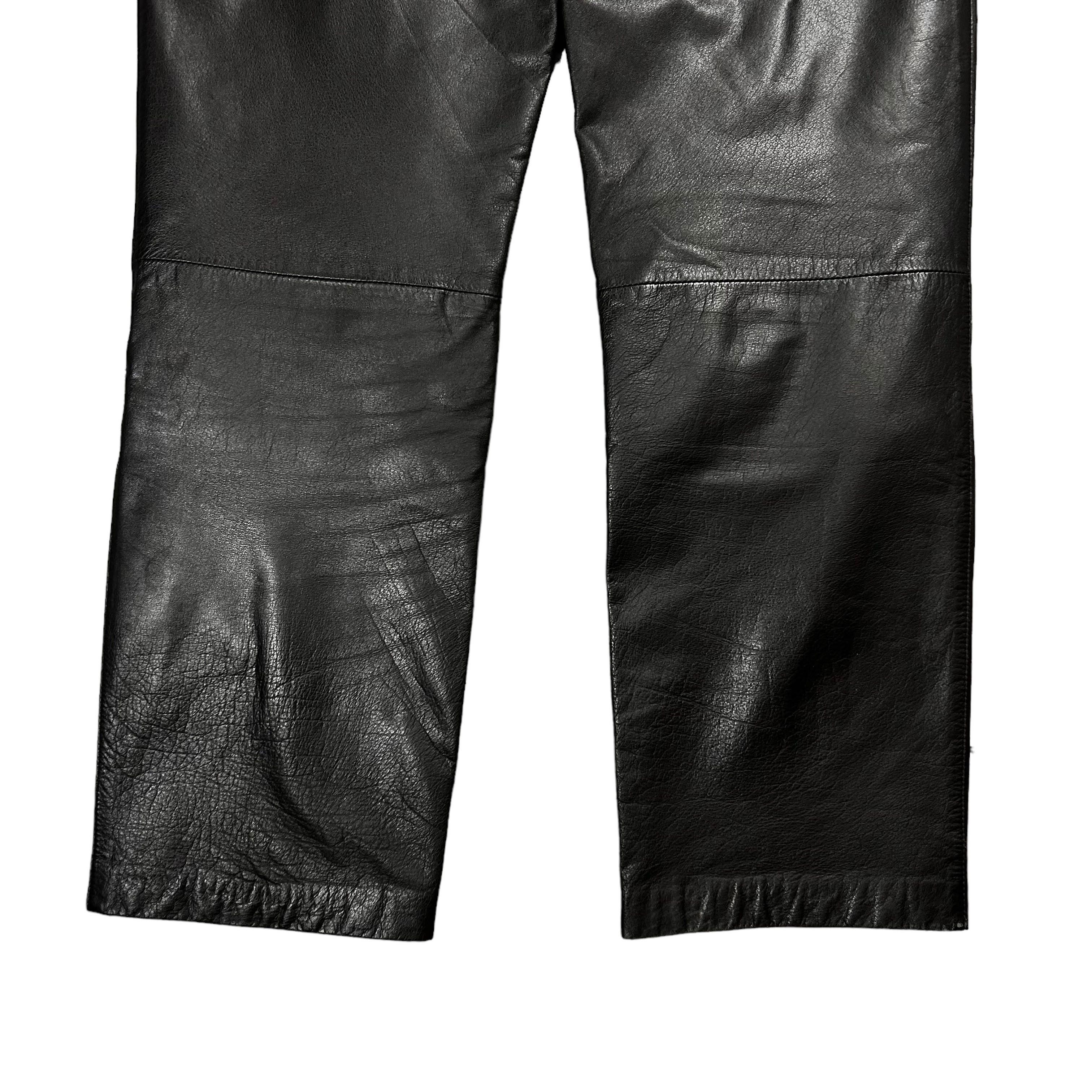 Genuine Leather × Vintage Vintage Black Geniune Leather Regular Straight Pants 33 Size US 32 / EU 48 - 7 Thumbnail