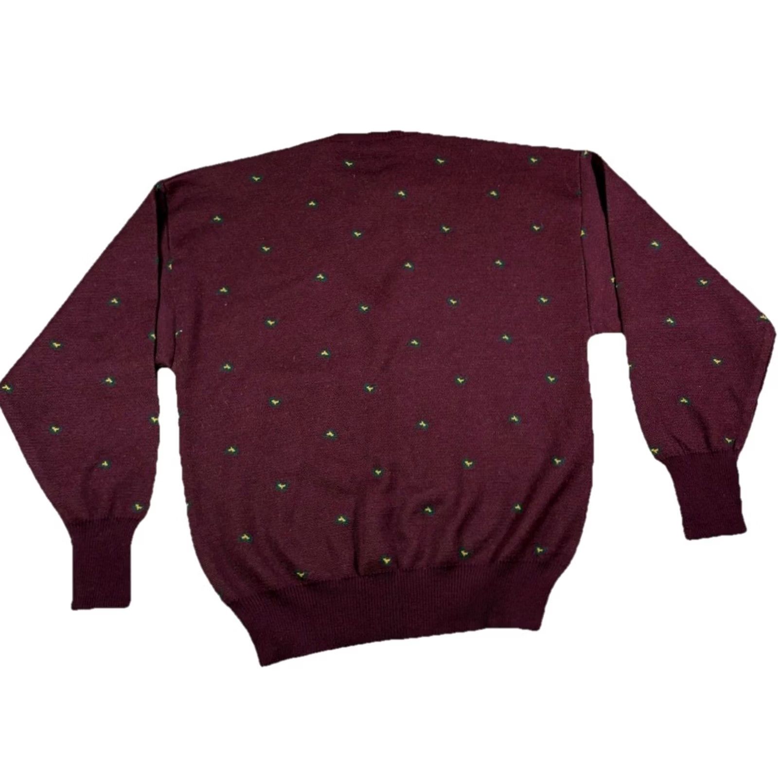 Vintage VINTAGE Marshall Field’s Men’s Wool Sweater Burgundy Geometric Crew Neck L Regular Knit Italy 90s Retro Preppy Pullover Mens Size US L / EU 52-54 / 3 - 4 Thumbnail