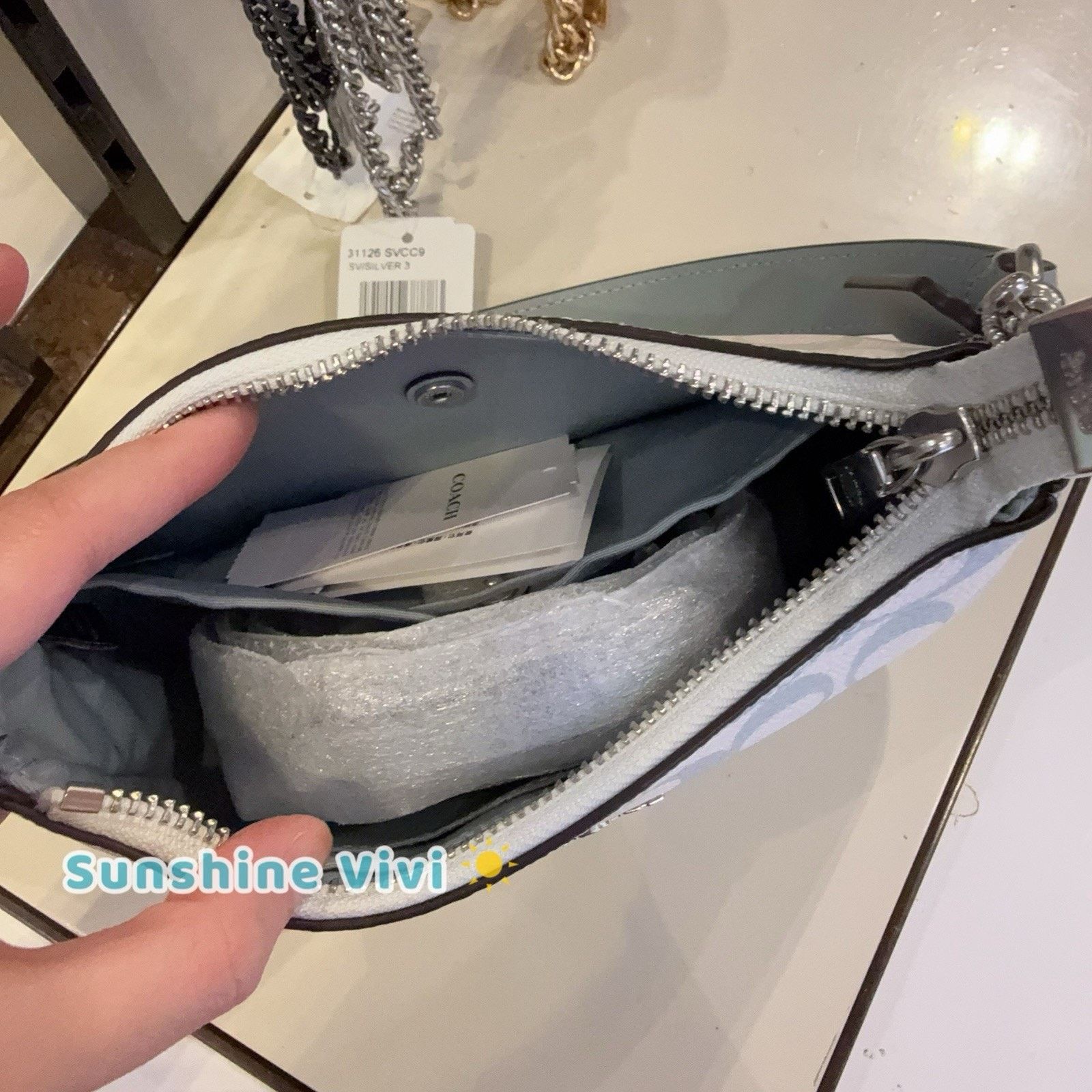 Coach NWT Coach CDW52 Teri Mini Crossbody Bag Canvas Chalk/Blue Size ONE SIZE - 7 Thumbnail