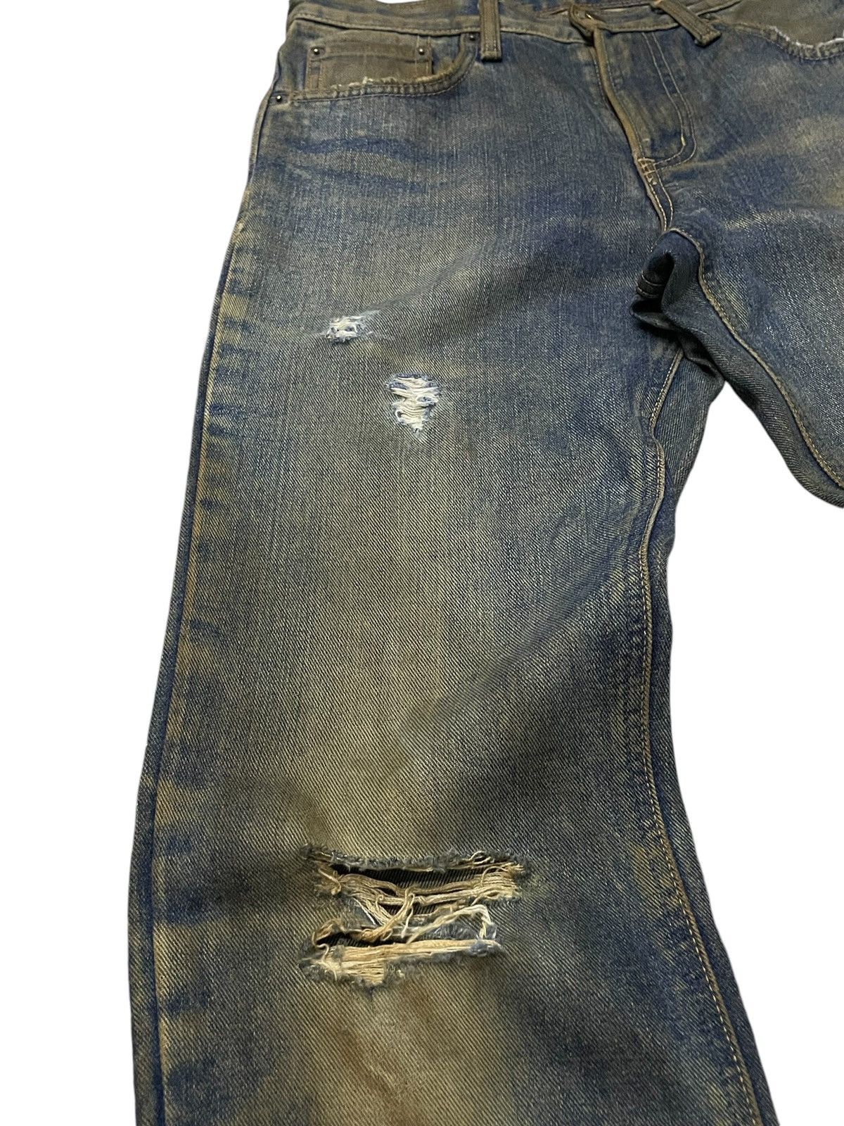 Edwin × GOSTAR DE FUGA × Hysteric Glamour Vintage Edwin 403 Mud Wash Distressed Straight Jeans Size US 29 - 7 Thumbnail