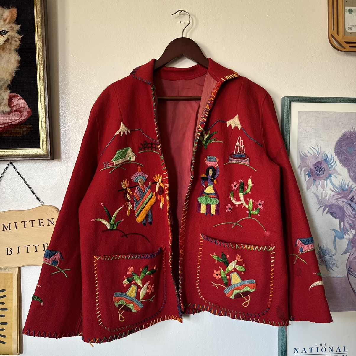 Vintage true vintage 1950s Mexican hand-embroidered souvenir jacket Size US M / EU 48-50 / 2 - 1 Thumbnail