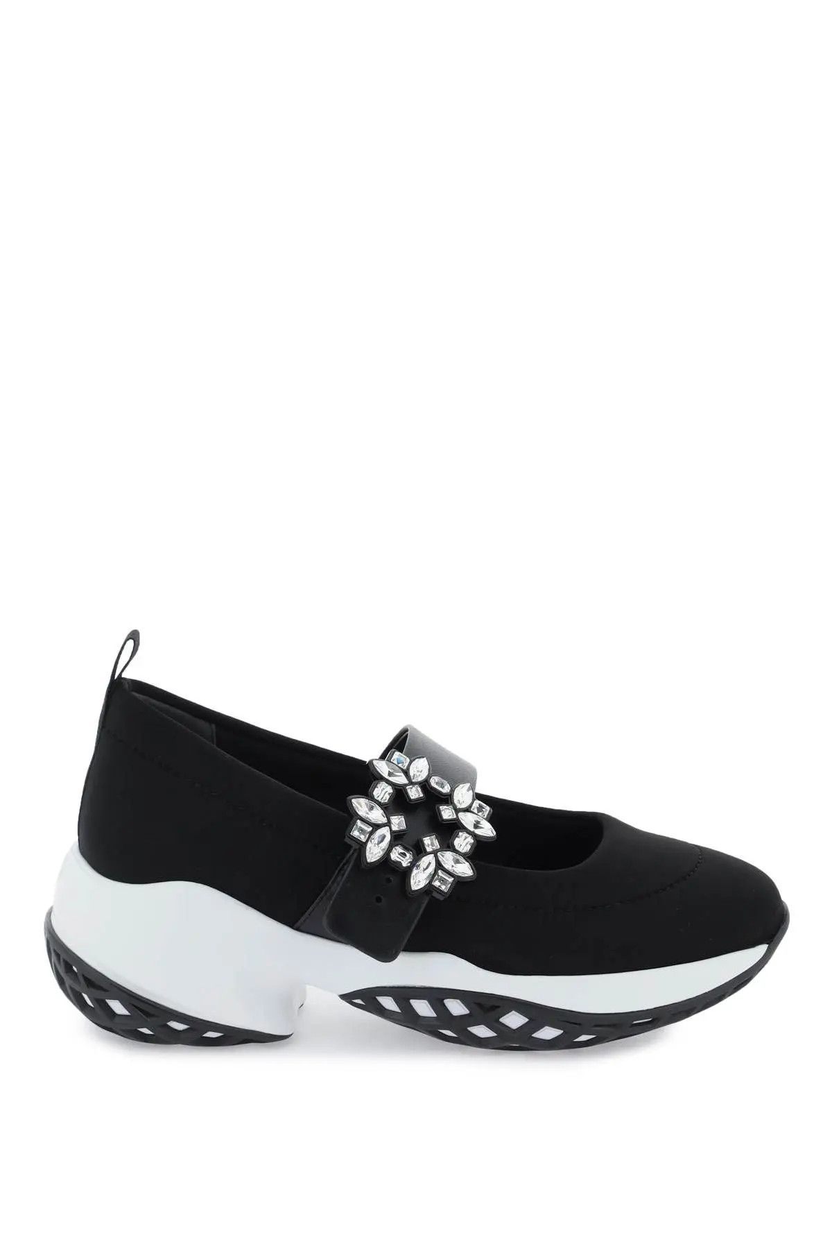 image of Roger Vivier O1S22I1N1223 Viv Run Strass Buckle Hybrid Slip-Ons In Black Shoes, Women's (Size 7)