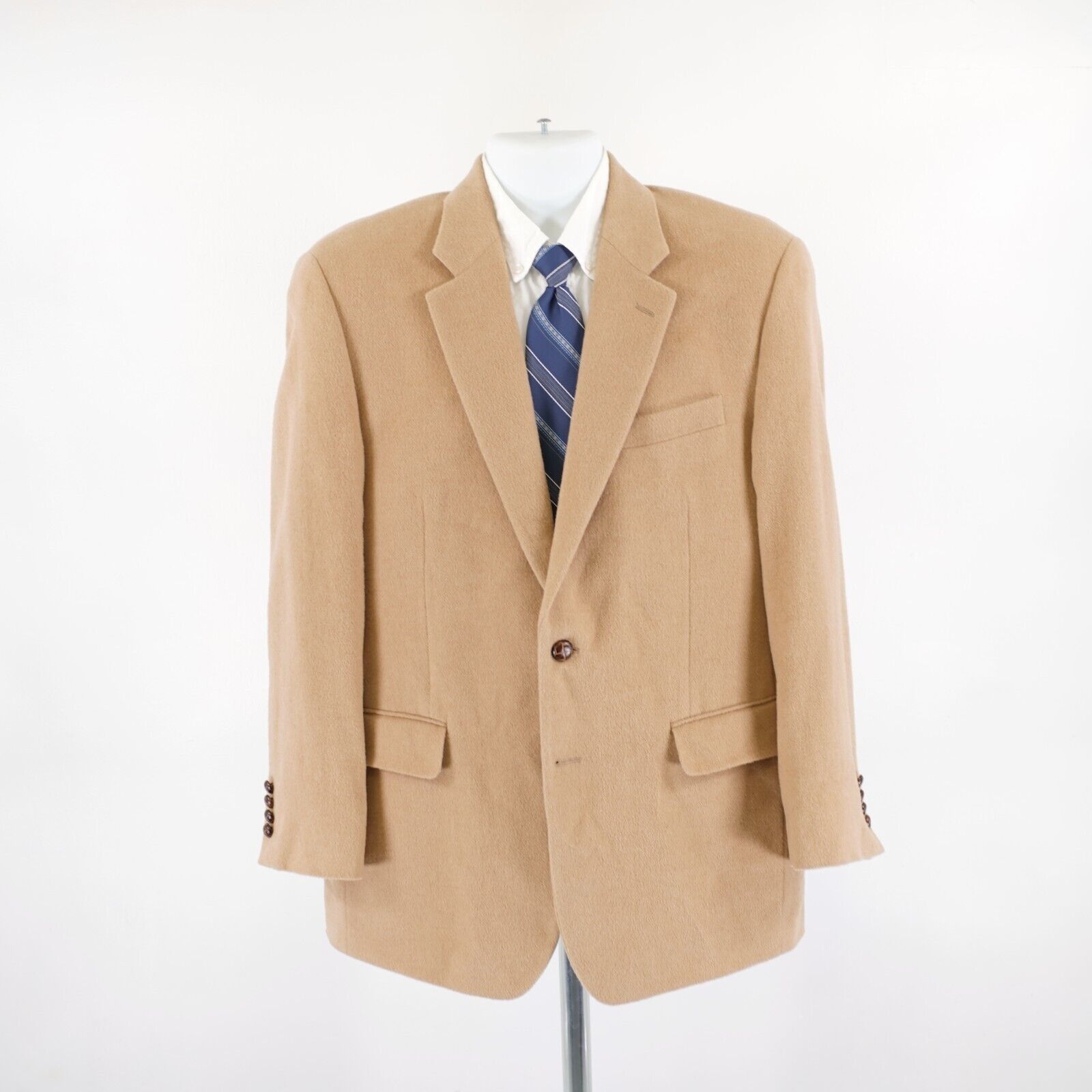 Chaps DAMAGED Chaps 100% Camel Hair 2 Leather Button Sport Coat 40 Size 40R - 4 Thumbnail