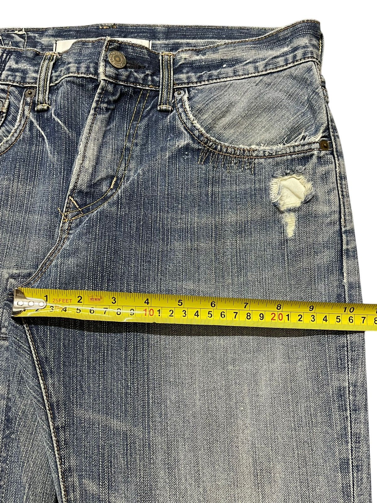 Edwin Vintage Edwin XV Faded Wash Distressed Wide Leg Flare Jeans Size US 30 / EU 46 - 14 Thumbnail