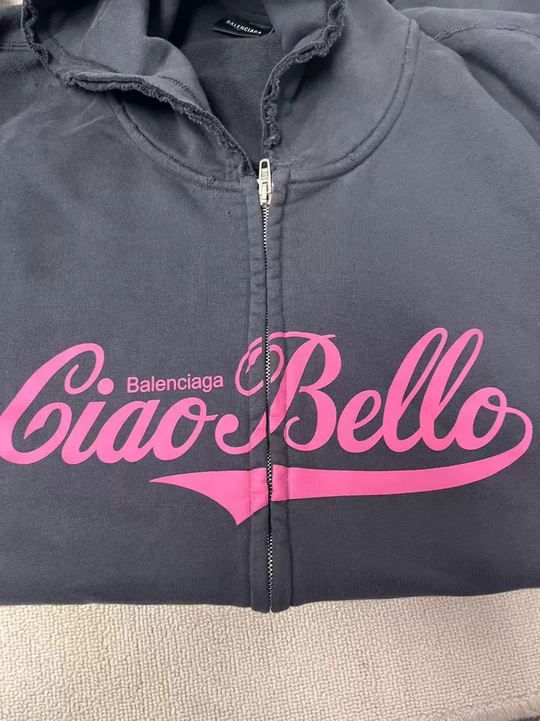 Balenciaga Balenciaga Black Zip Hoodie with Pink Logo. Size US S / EU 44-46 / 1 - 2 Thumbnail