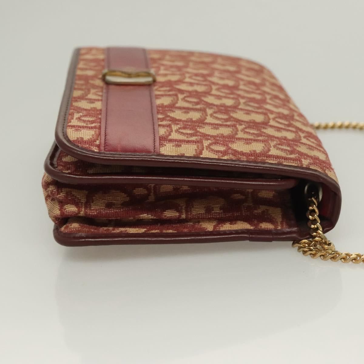 Dior DIOR Trotter Canvas Chain Shoulder Bag Red Gold Size ONE SIZE - 4 Thumbnail