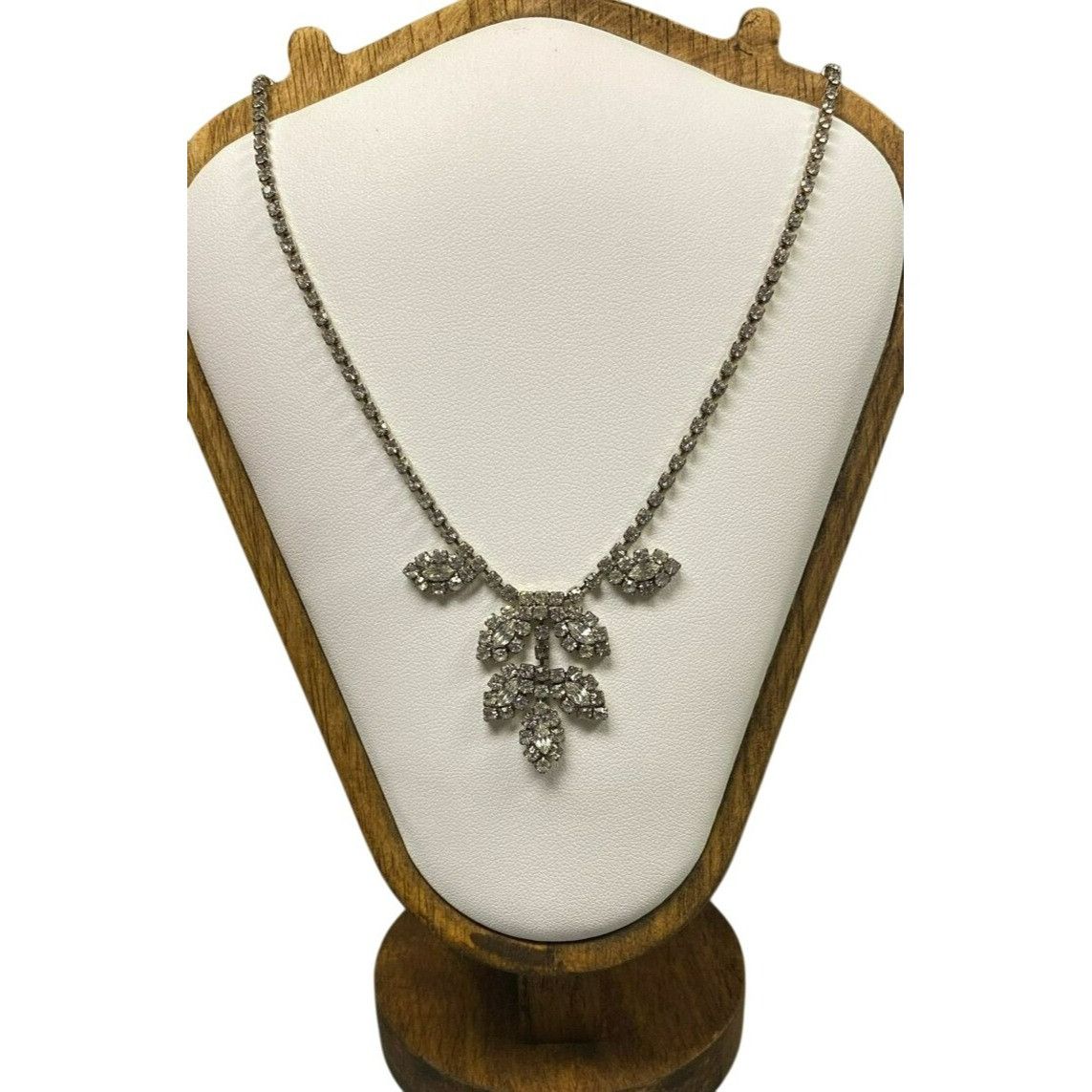 Other Vintage Rhinestone Necklace With Marquis Pendant & Silver-To Size ONE SIZE - 1 Thumbnail