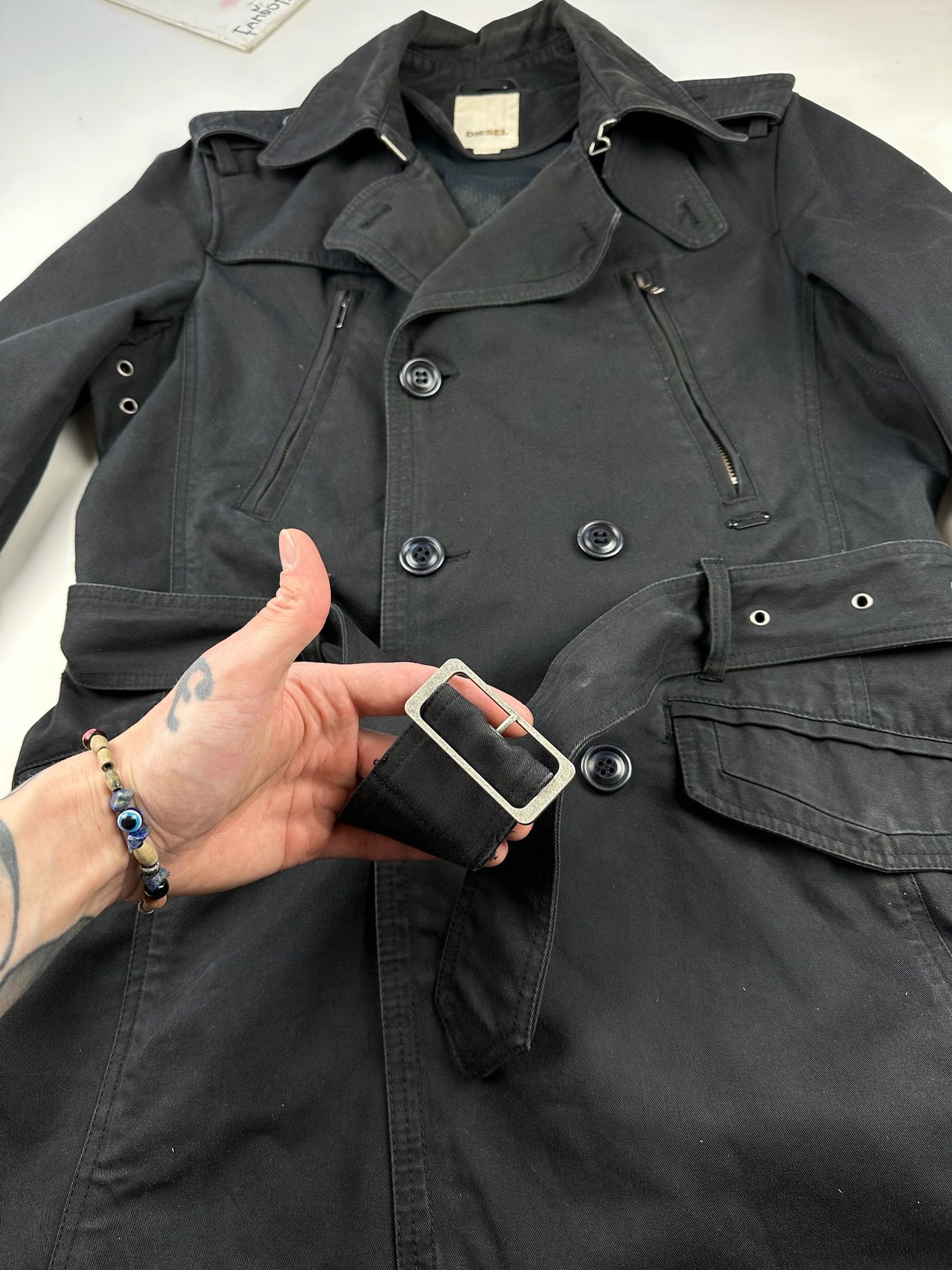 Diesel Diesel Black Belted Trench Coat Size US M / EU 48-50 / 2 - 10 Thumbnail