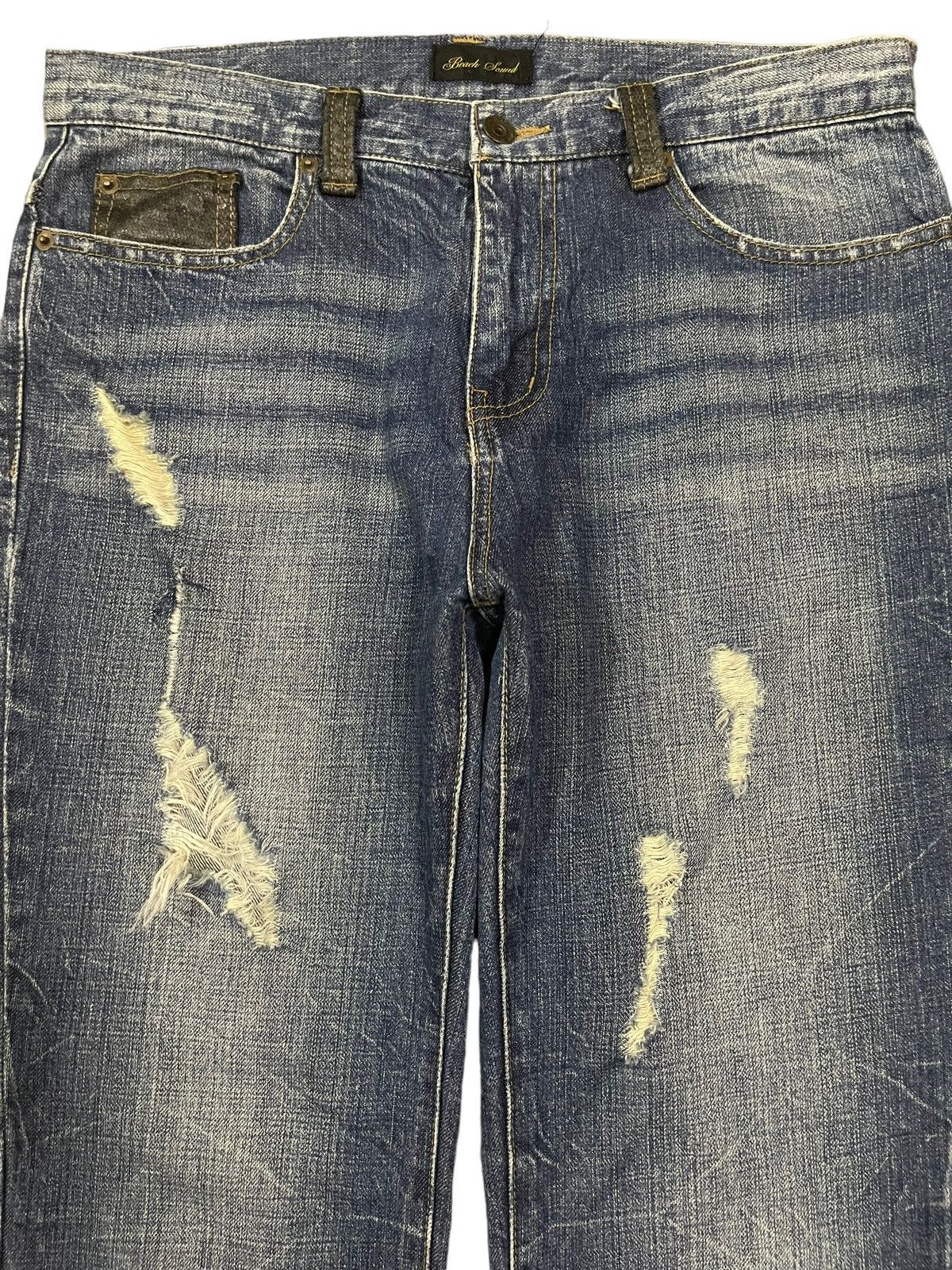 Hysteric Glamour Vintage Japanese Brand Blue Wash Style Distress Bootcut Jean Size US 33 - 3 Thumbnail