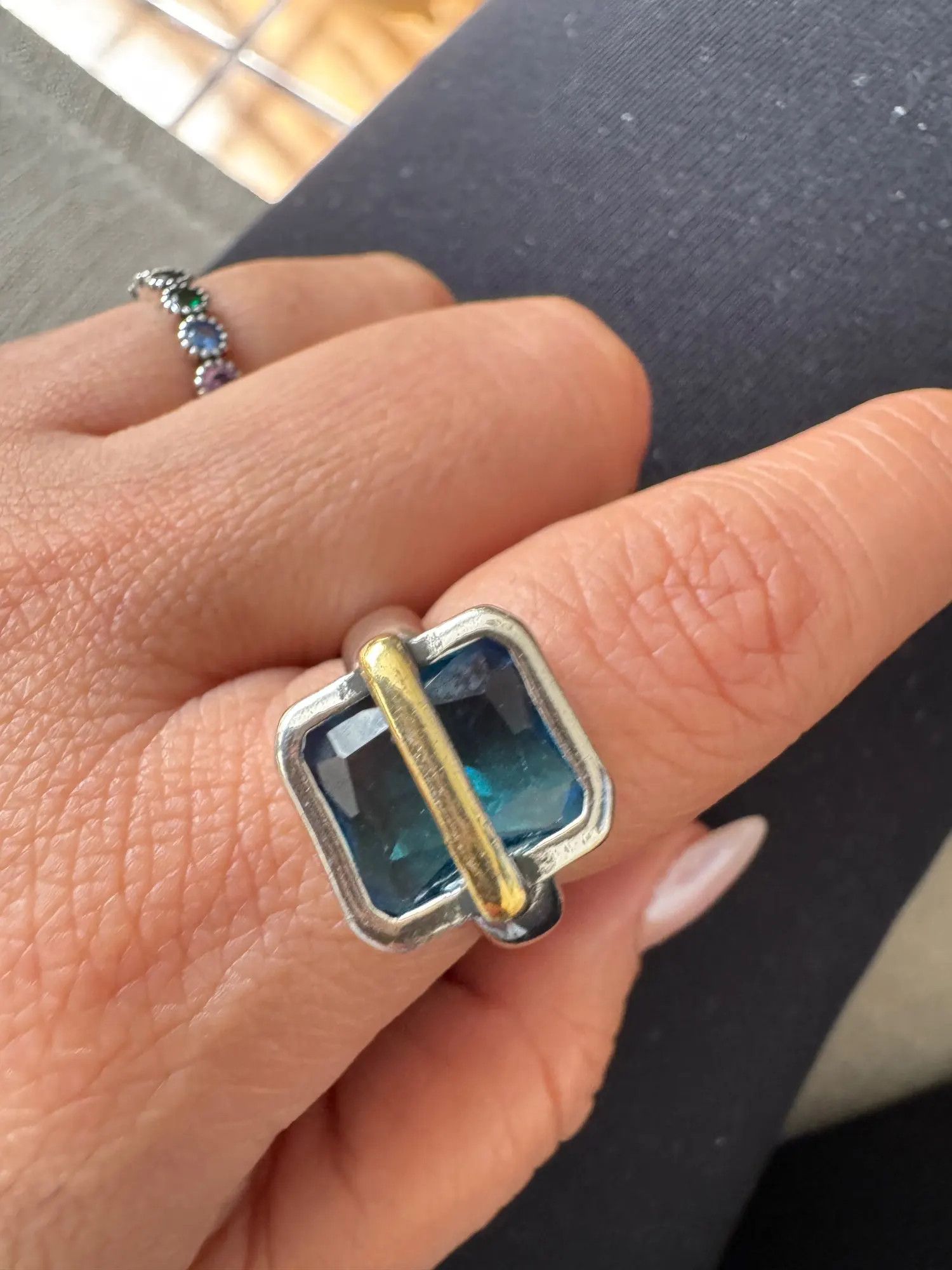 Jewelry Resizable 925 Sterling Silver Zircons Ring Size ONE SIZE - 1 Thumbnail