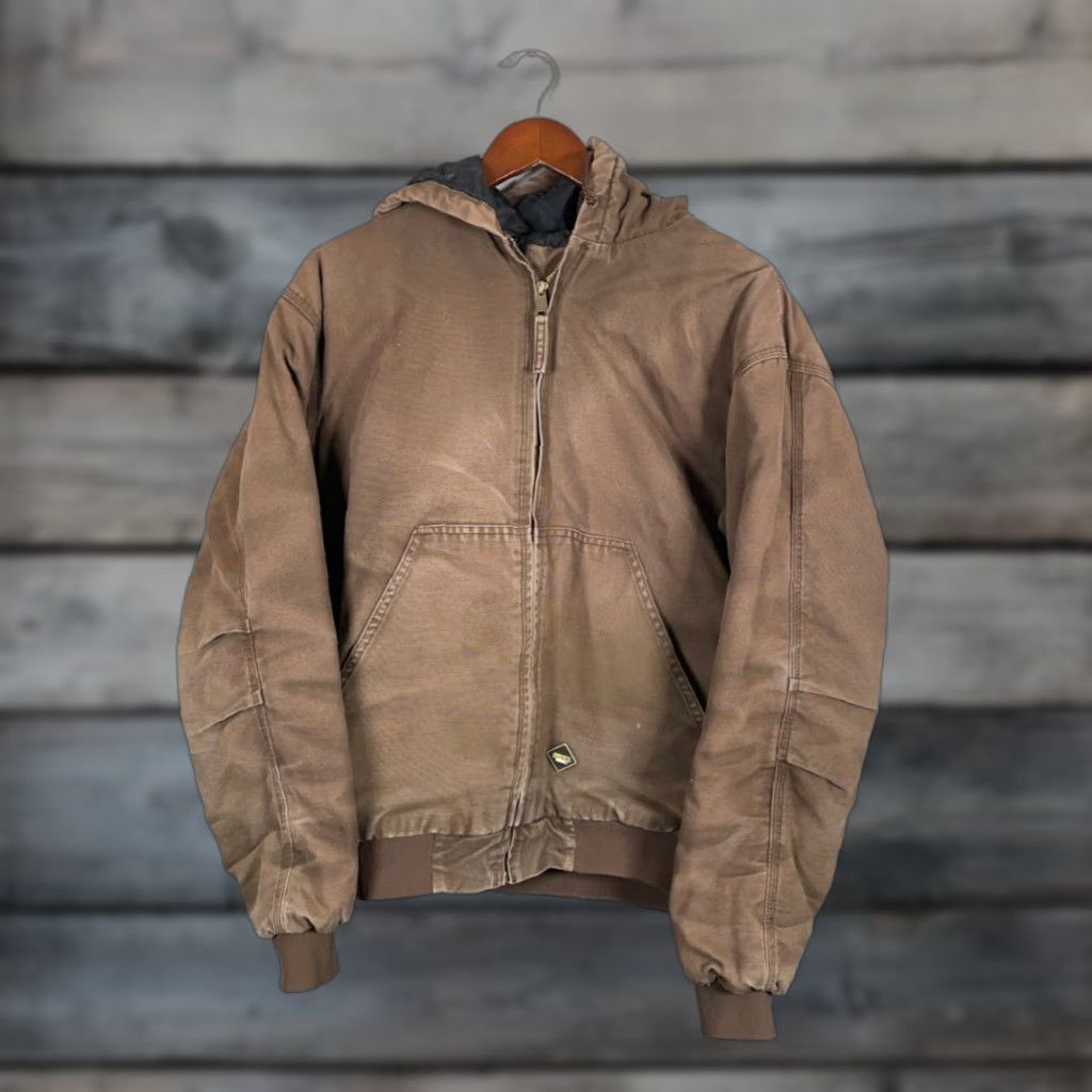 Vintage Berne Distressed Canvas Zip Up Jacket Adult Large Brown Hooded Jobsite 12 Size US L / EU 52-54 / 3 - 1 Thumbnail
