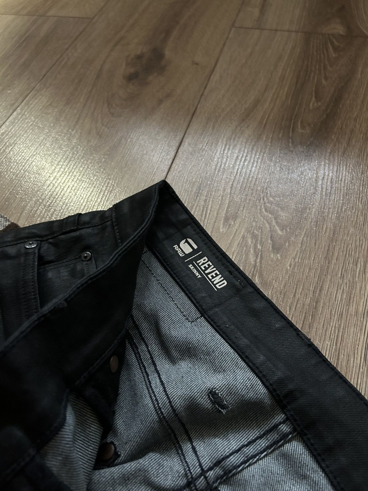 G-Star G star Raw leather black Revend skinny biker jeans Size US 31 - 5 Thumbnail