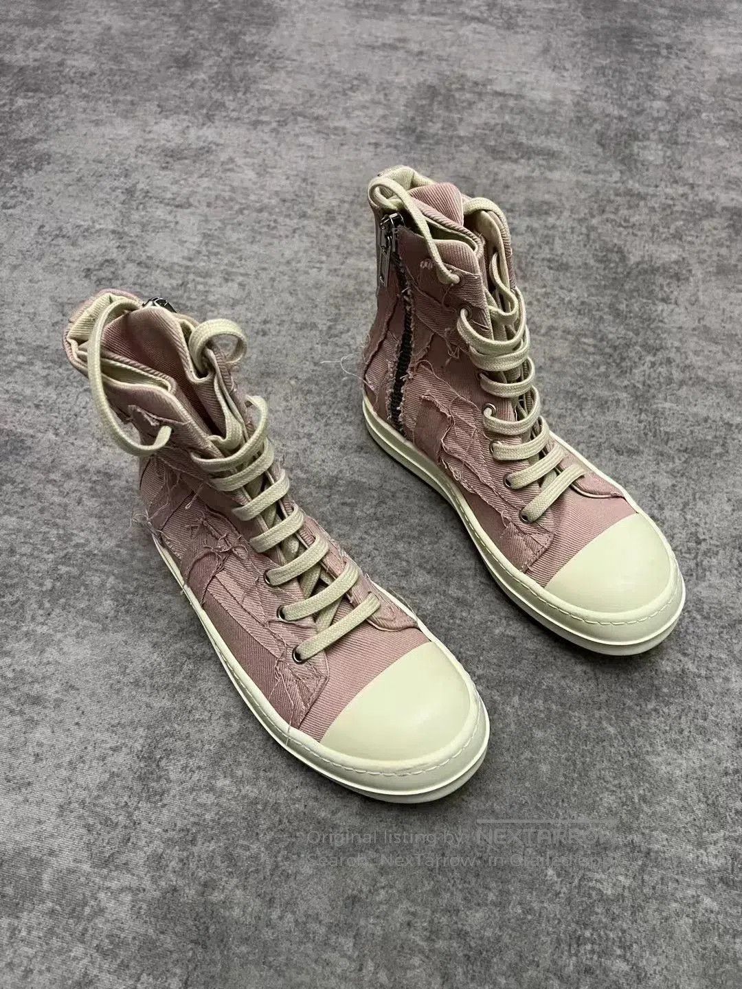 Rick Owens Rick Owens Pink Canvas High-Top Sneakers. Size US 6 / IT 36 - 2 Thumbnail