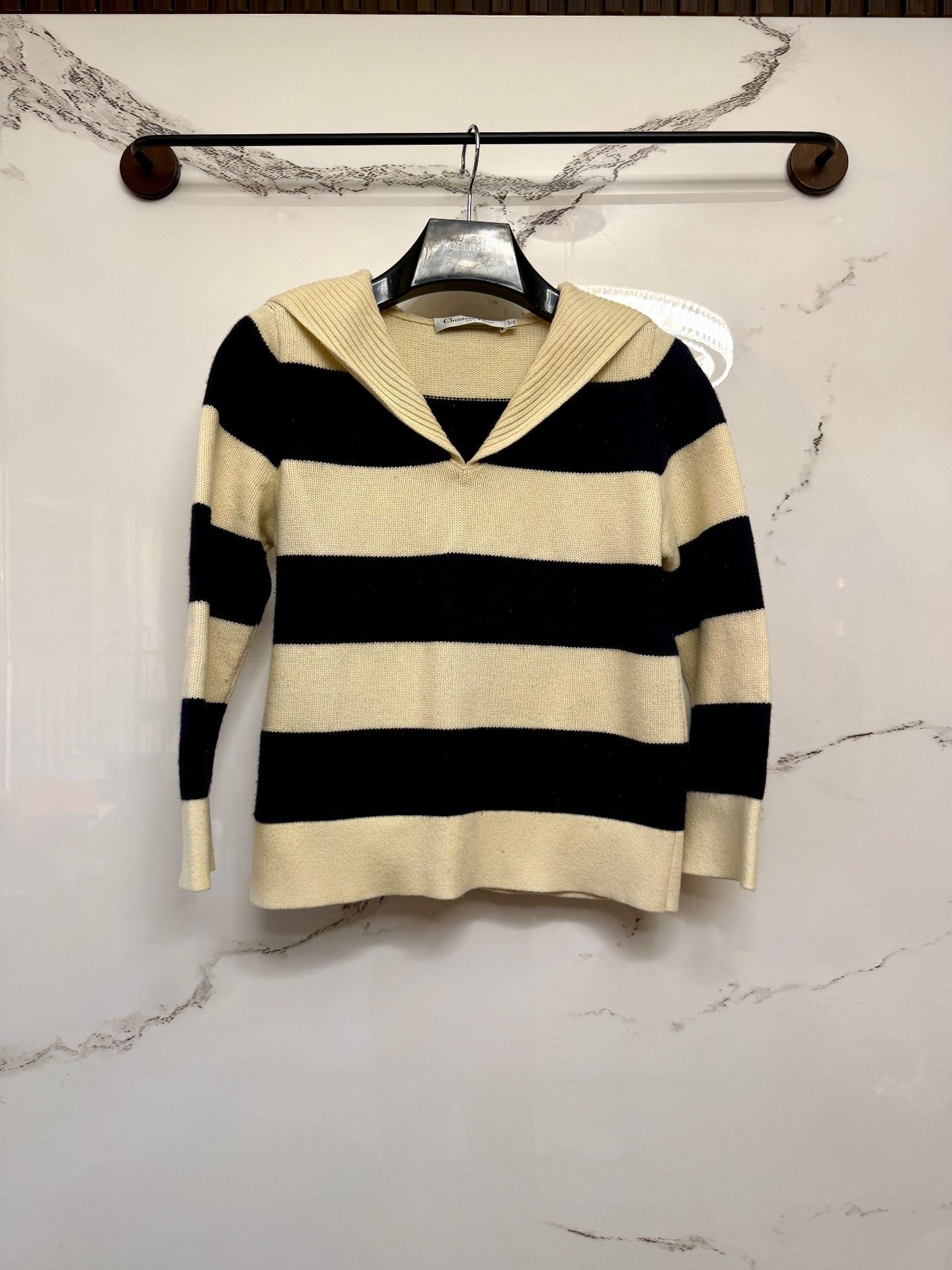 Dior dior navy striped sweater Size S / US 4 / IT 40 - 1 Thumbnail