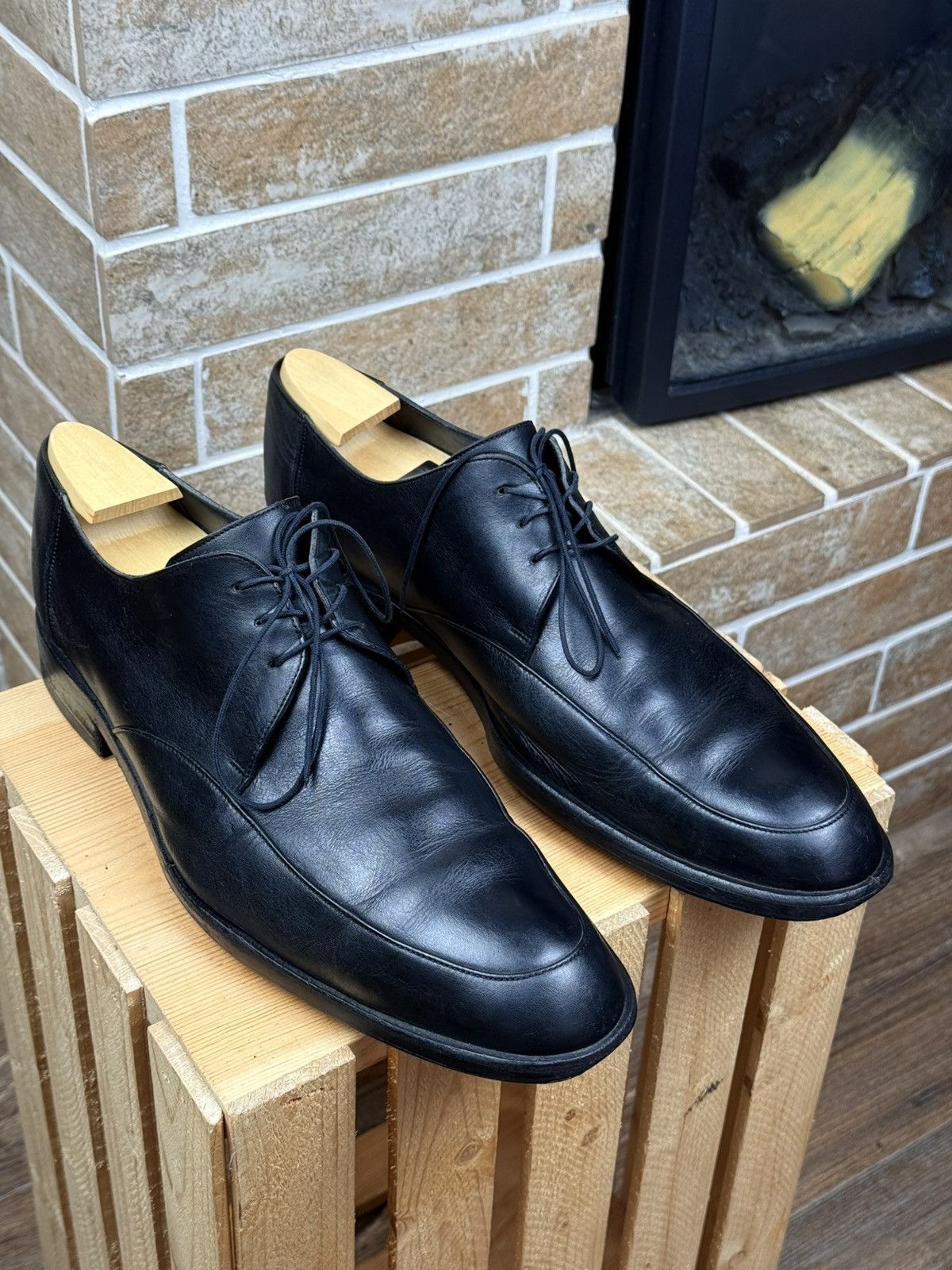 Gucci Gucci Black Leather Oxford Shoes Size US 12.5 / EU 45-46 - 8 Thumbnail