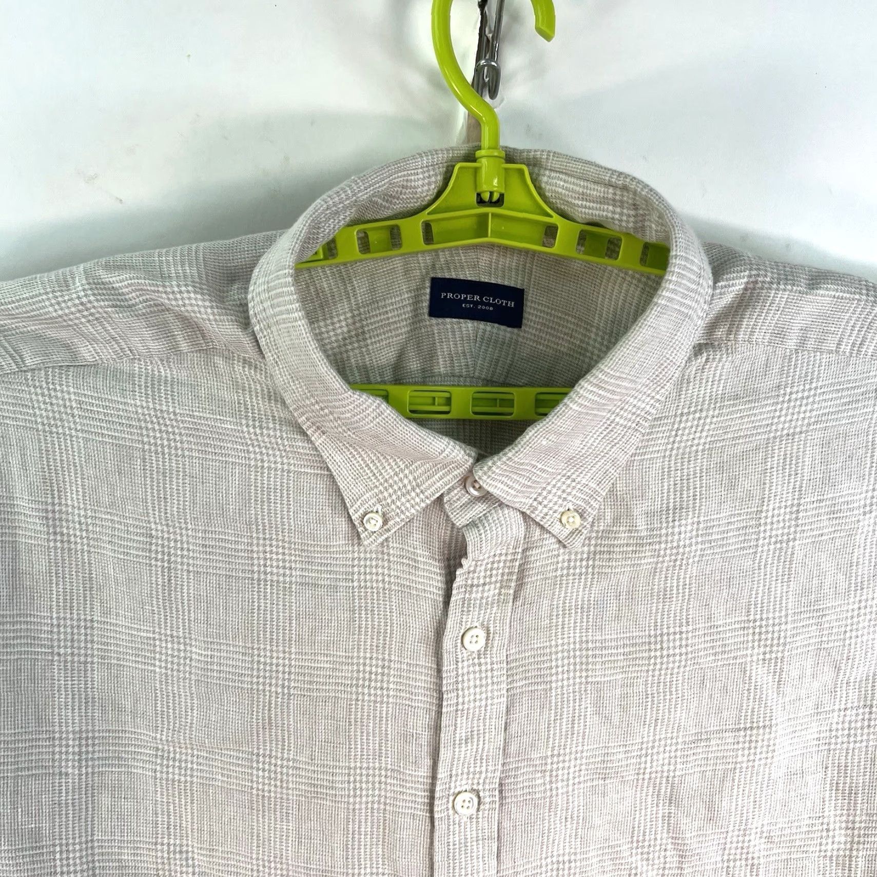 Proper Cloth VINTAGE Proper Cloth men's 100% linen check button-down shirt adult 4XL beige casual summer fall breathable lightweight Size US XXL / EU 58 / 5 - 3 Thumbnail