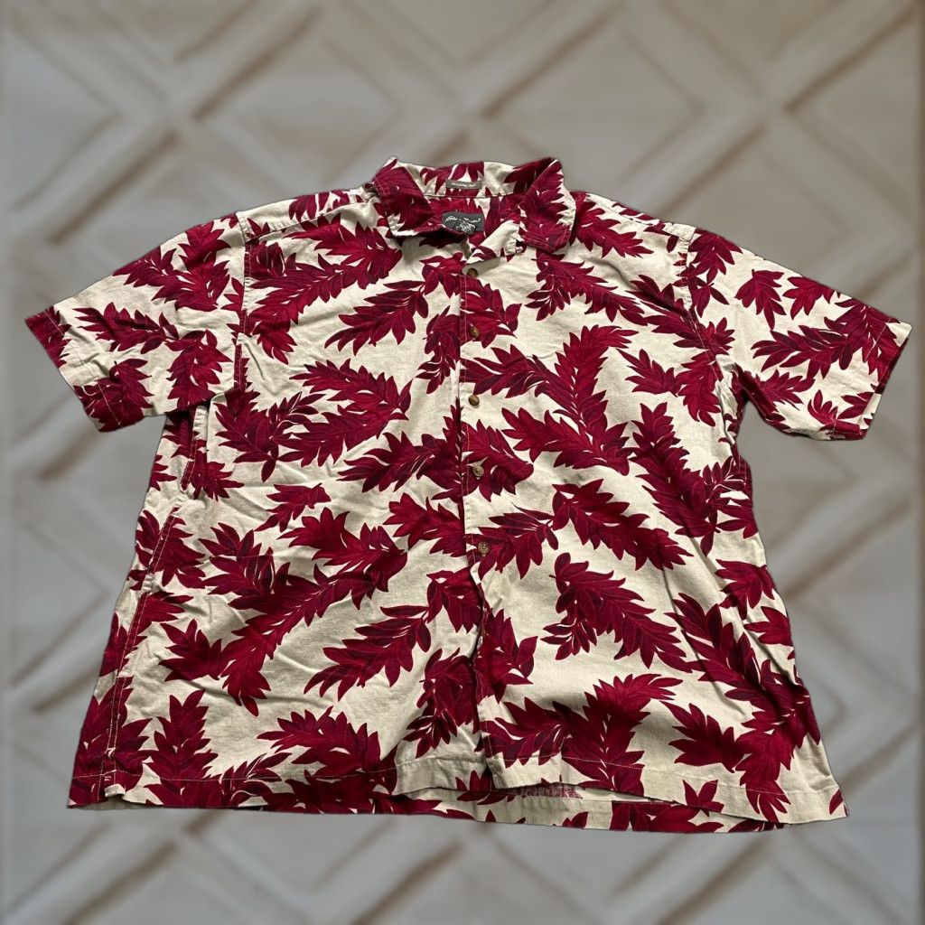 Eddie Bauer VINTAGE Eddie Bauer Weathered Linen Shirt Men 2XL Red Beige Short Sleeve Casual Beach Hawaiian 90s Mens Size US XXL / EU 58 / 5 - 1 Thumbnail