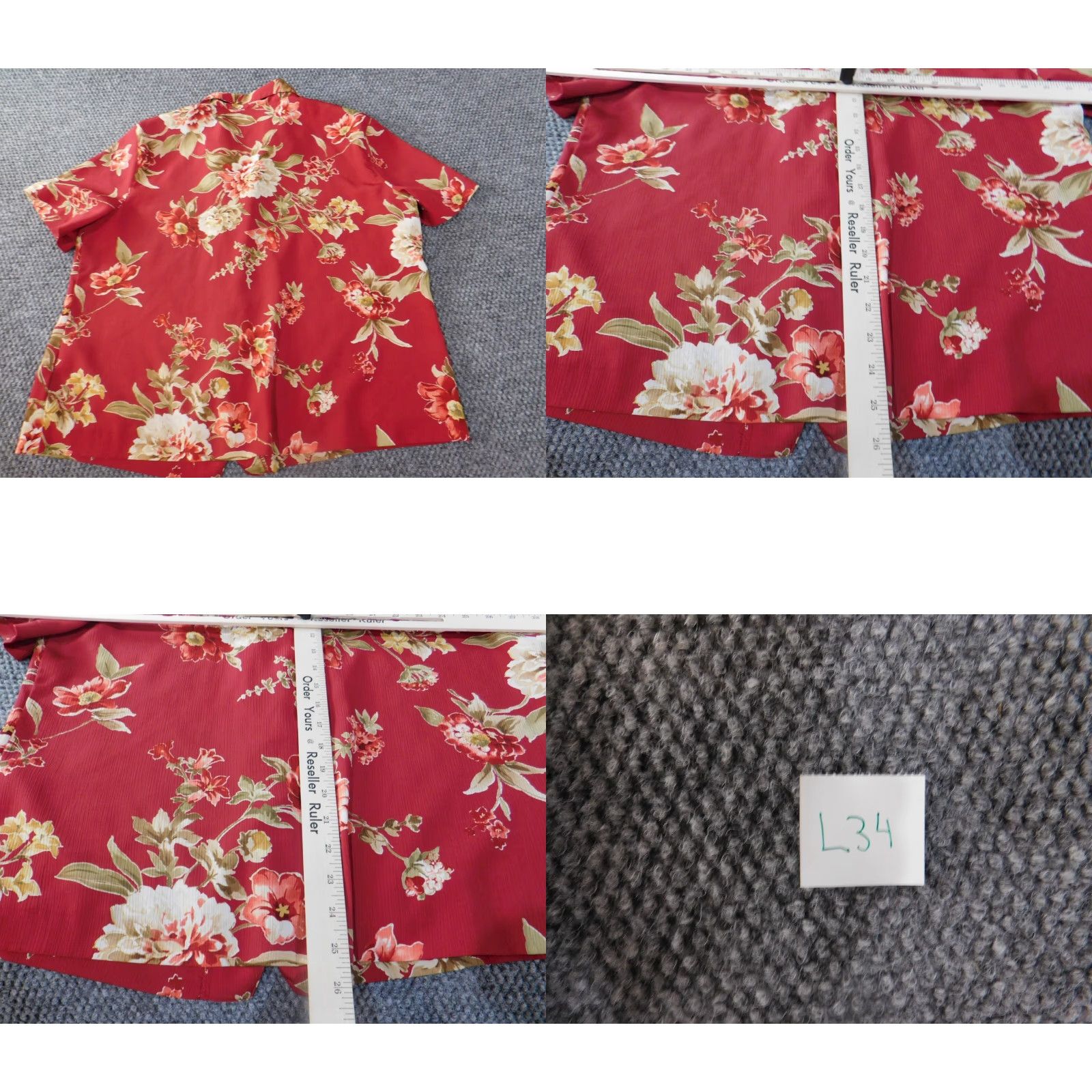 Vintage Alfred Dunner Womens Button-Up Blouse 14 Red Floral Collared Short Sleeve Casual Size XL / US 12-14 / IT 48-50 - 8 Thumbnail
